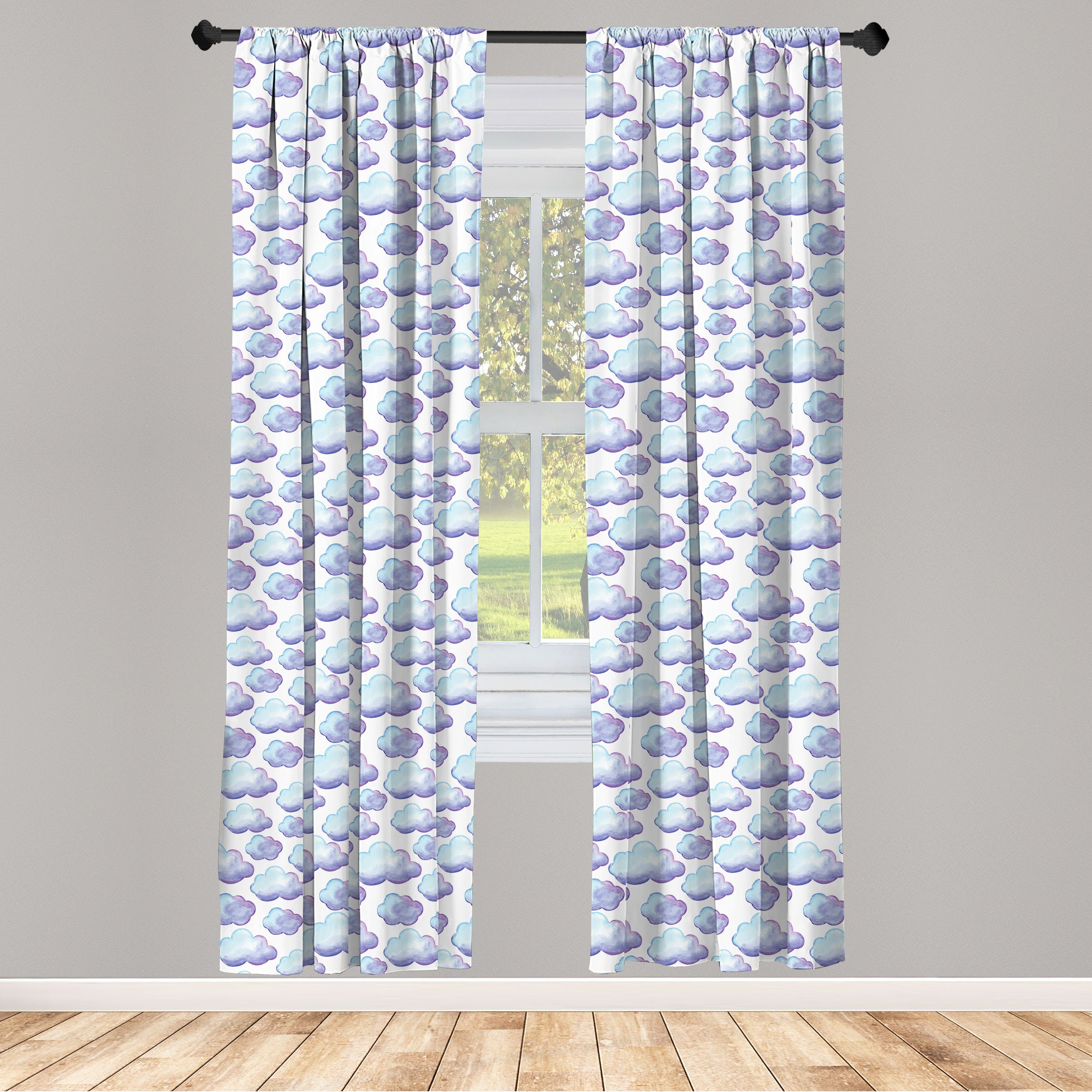 Gardine Vorhang für Wohnzimmer Einfache Aquarell Microfaser, Wolken Abakuhaus, Schlafzimmer Dekor, Gradient