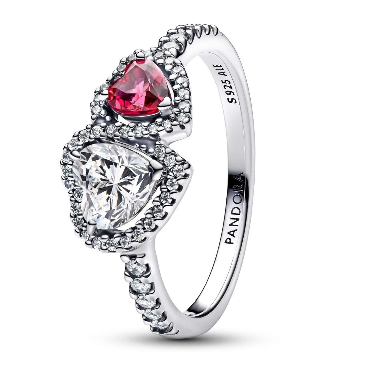 Pandora Silberring 193662C01, für Damen Silber-Ring Halo Herzen