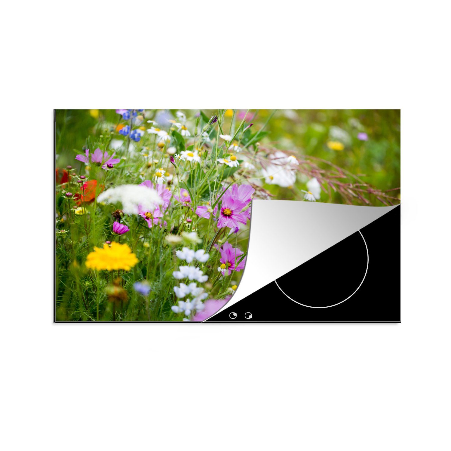 MuchoWow Herdblende-/Abdeckplatte Frühling - Blumen - Farben, Vinyl, (1 tlg), 81x52 cm, Induktionskochfeld Schutz für die küche, Ceranfeldabdeckung