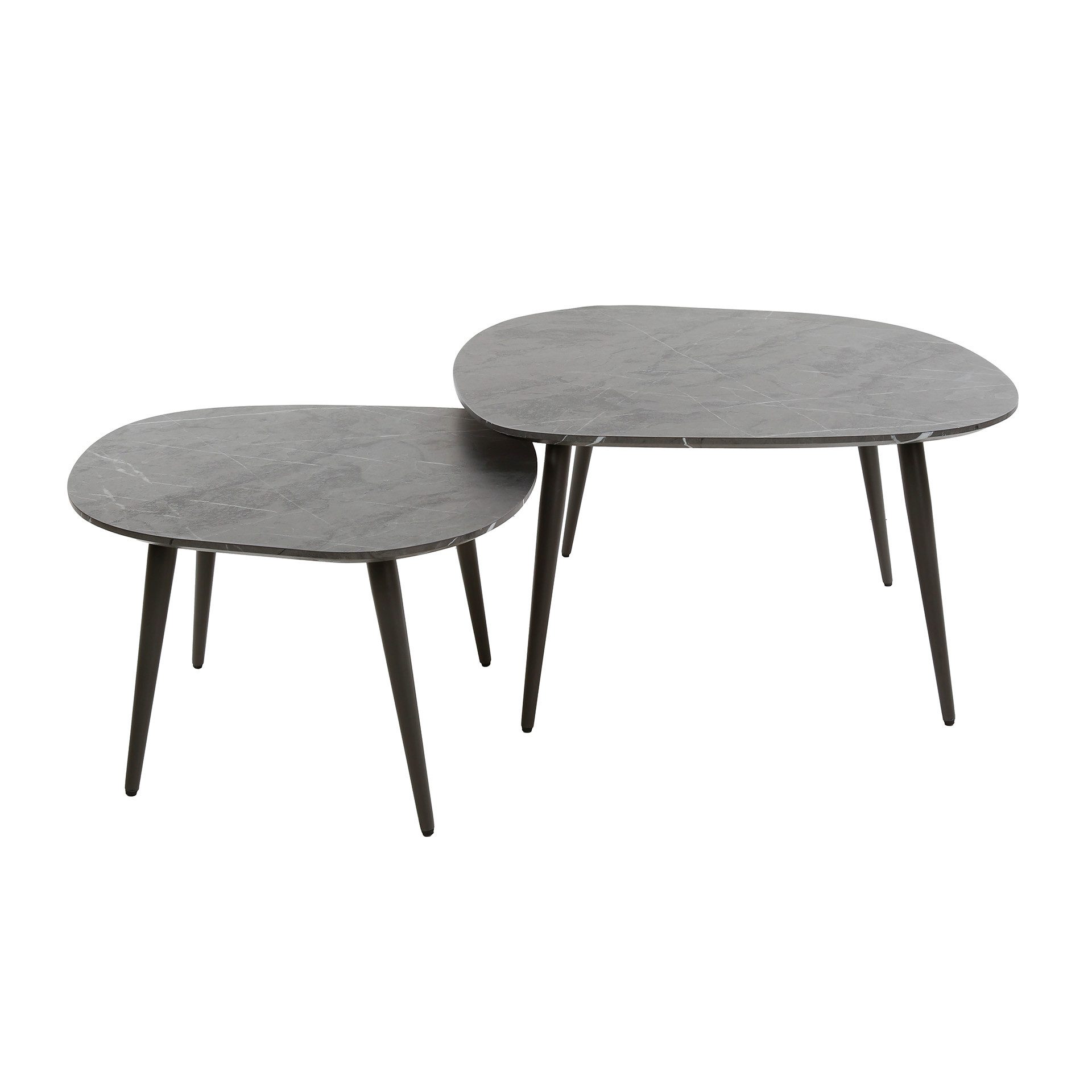 Villa Möbel Couchtisch Onyx (1 Tisch, 2-St), Organisches Couchtisch Set in dunkler Graphit Steinoptik