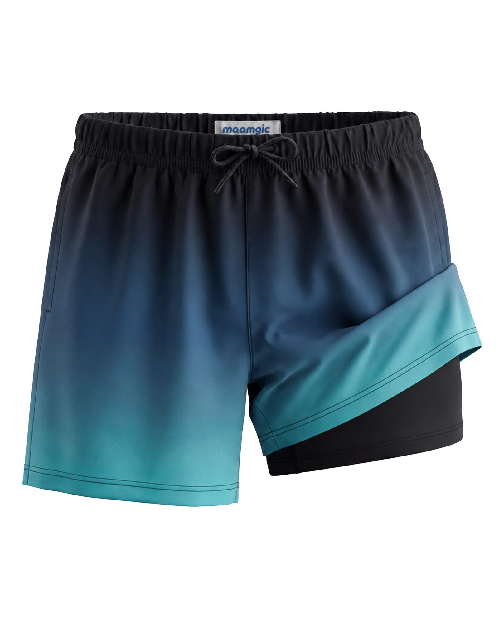 MaaMgic Badehose Shorts Jungen 2-in-1 mit verstellbarem Kordelzug (1-St) Stretch Schwimmshorts mit Innenfutter für Strand und Schwimmbad