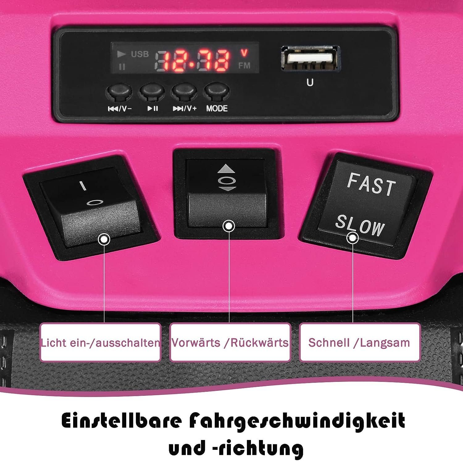 KOMFOTTEU Elektro-Kinderquad Quad Motorrad, mit LED Musik Hupe USB Bluetooth Radio – Bild 5 von 5