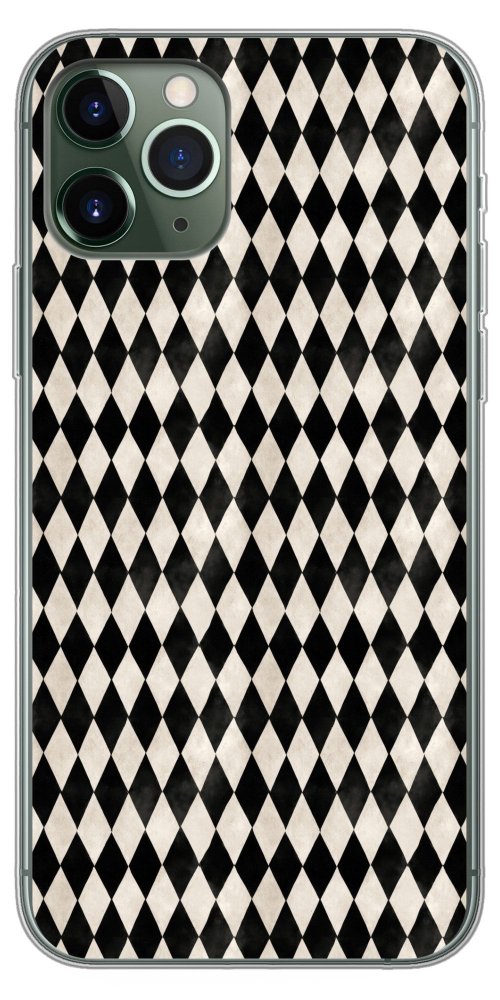 MuchoWow Handyhülle für Apple iPhone 11 Pro Klassisch - Muster - Schwarz, Smartphone-Bumper, Print, Handy Schutzhülle Dünn