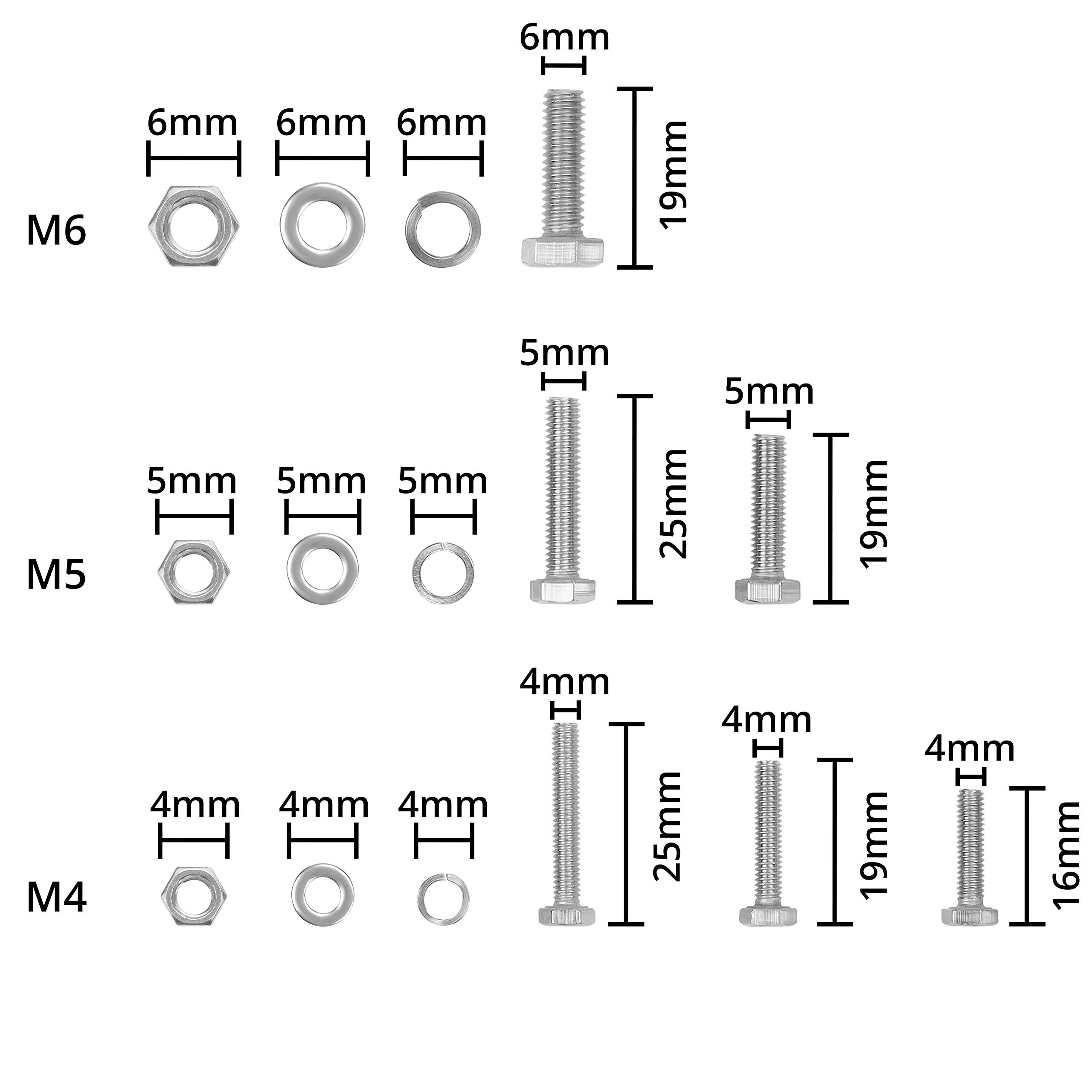 Belle Vous Schrauben- und Dübel-Set Belle Vous 510er Schrauben- und Mutternset M4 M5 M6 Edelstahl