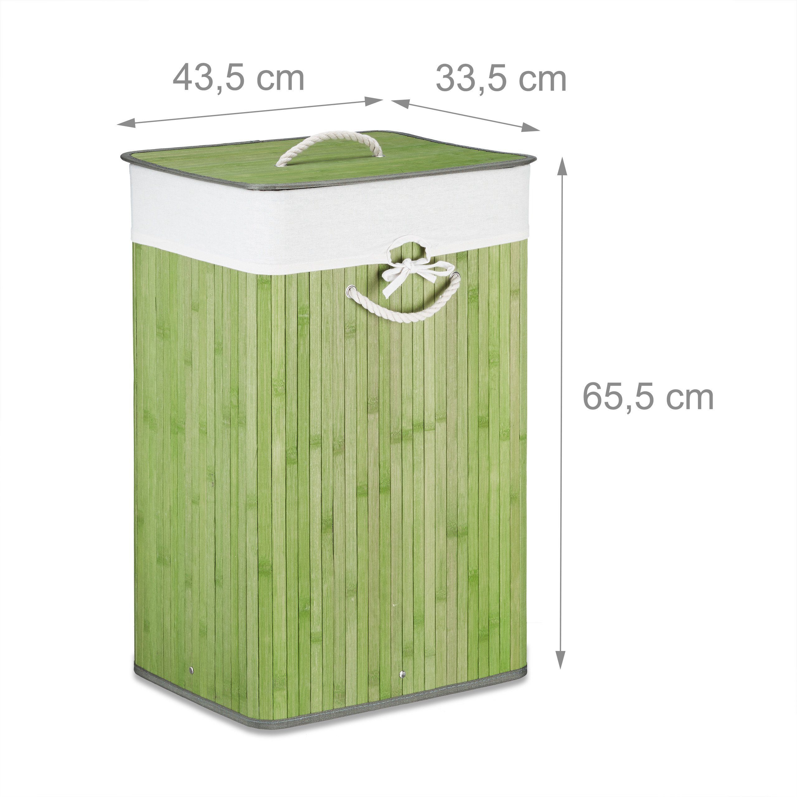 relaxdays Wäschekorb Bambus eckig, grün günstig online kaufen