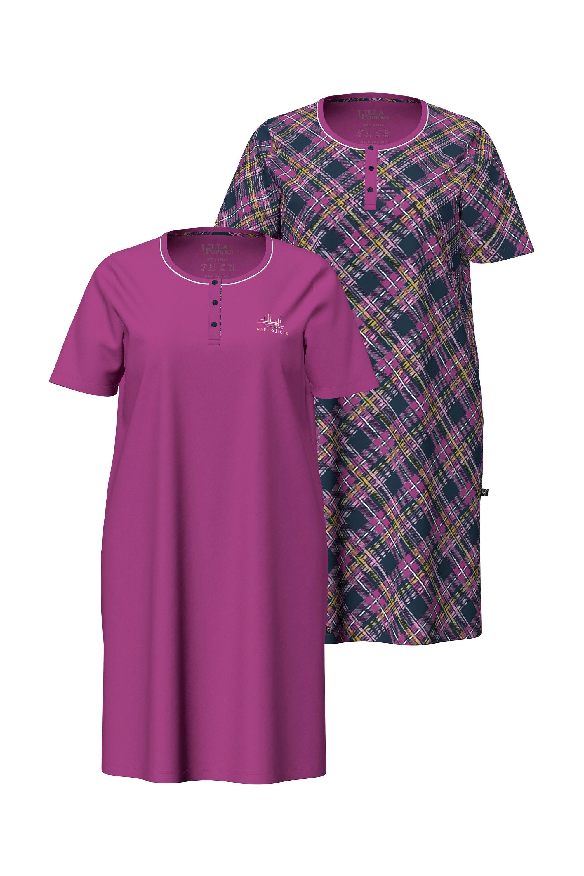 Ulla Popken Bigshirt Bigshirts 2er-Pack Karo/Paisley Rundhals Halbarm