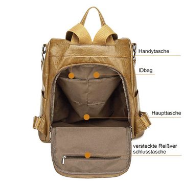 OKWISH Rucksack Laptoprucksack Schulrucksack Lederrucksack Reiserucksack Leder Frauen (Handtasche 33x29x16 cm mit Schlüsselanhänger, Schultertasche, modisch, Schule Rucksack, Notebook Laptop, Tasche), für Herren Damen Jungen Teenager Freizeit Arbeit Business Reisen