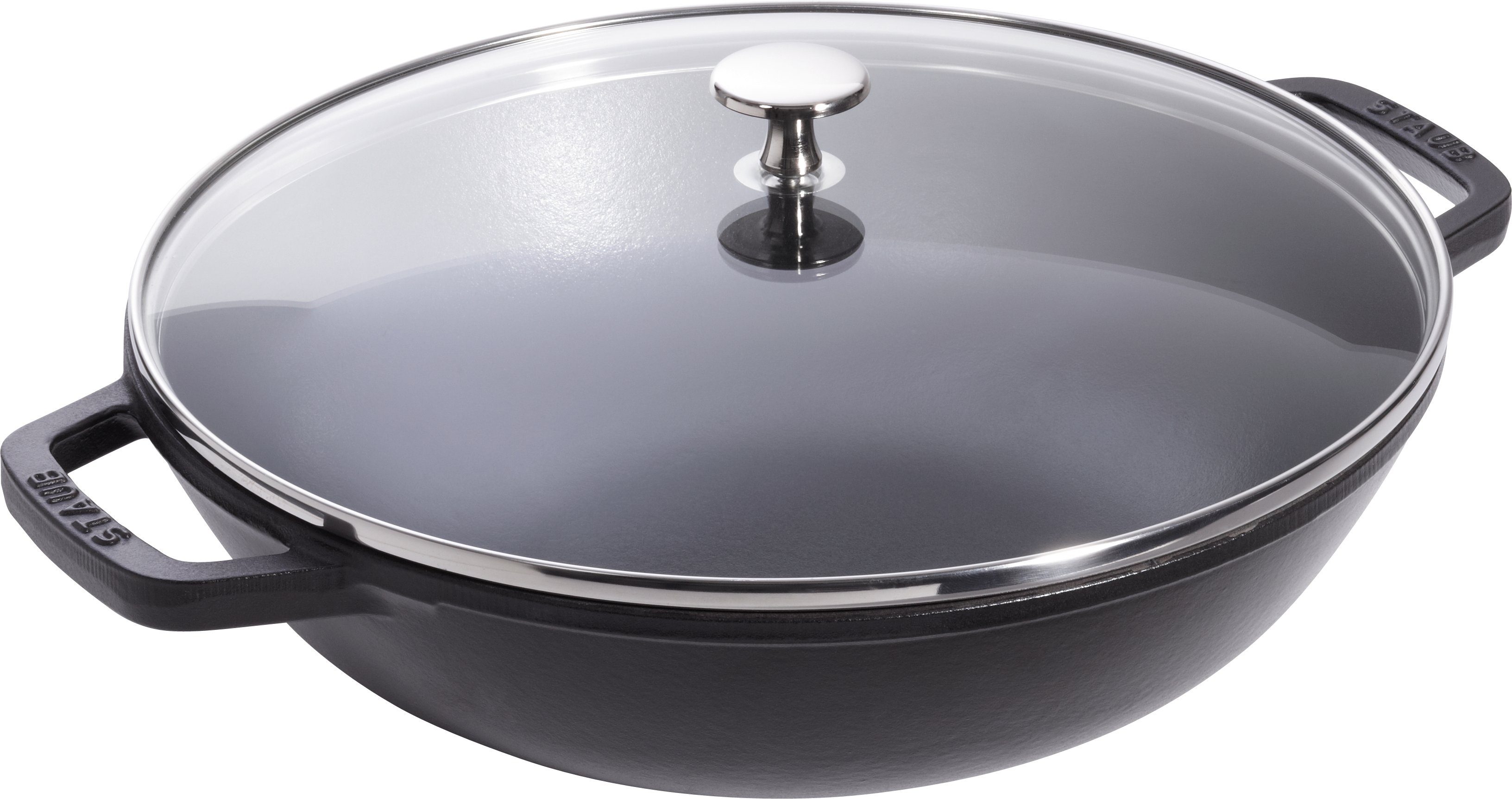 Schwarz, Specialities cm Wok Gusseisen rund Staub Staub (1-tlg) 30 mit Wok Glassdeckel,