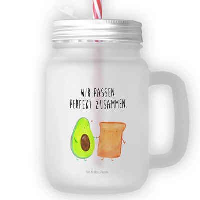 Mr. & Mrs. Panda Glas Avocado + Toast - Transparent - Geschenk, Gesund, Verlobt, Toastbrot, Premium Glas
