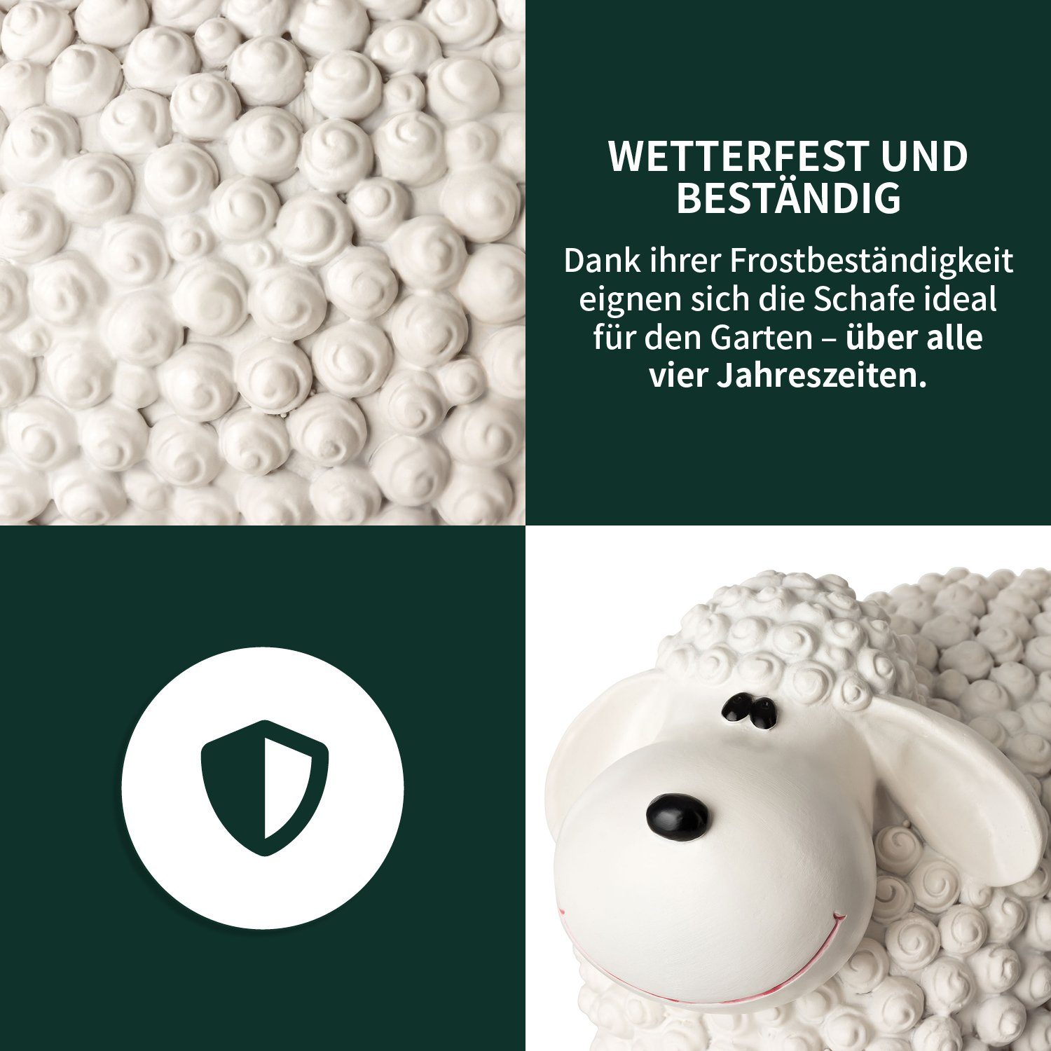 Wetterfeste Weiß Mini - Schaf Gartendeko Außen, Schaf VERDOBA - Deko Gartenfigur Gartenfigur für Polyresin