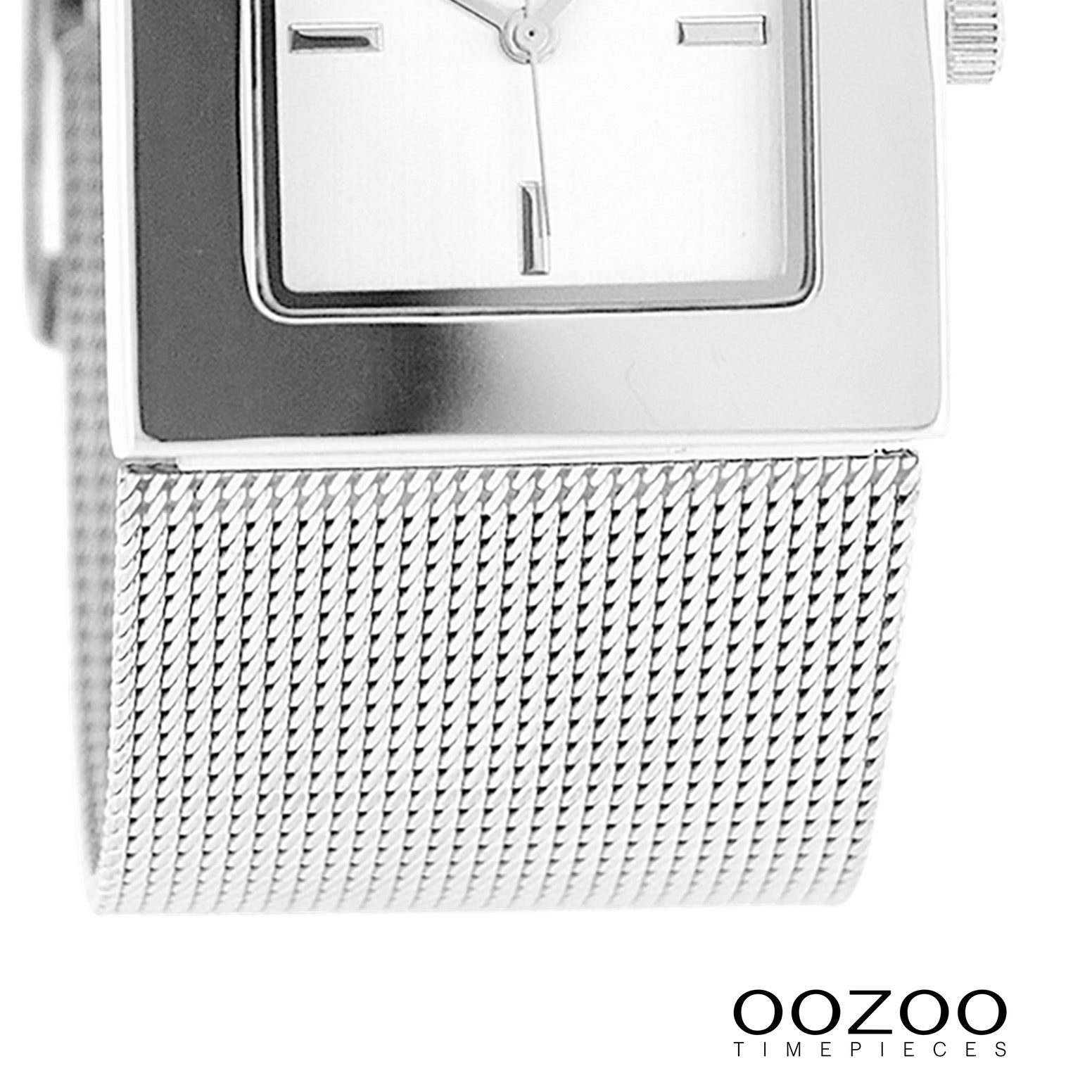OOZOO Quarzuhr Oozoo Damen Armbanduhr Timepieces Analog, (Analoguhr), Damenuhr eckig, Quadrat, groß (31x31mm) Metallarmband, Fashion-Style