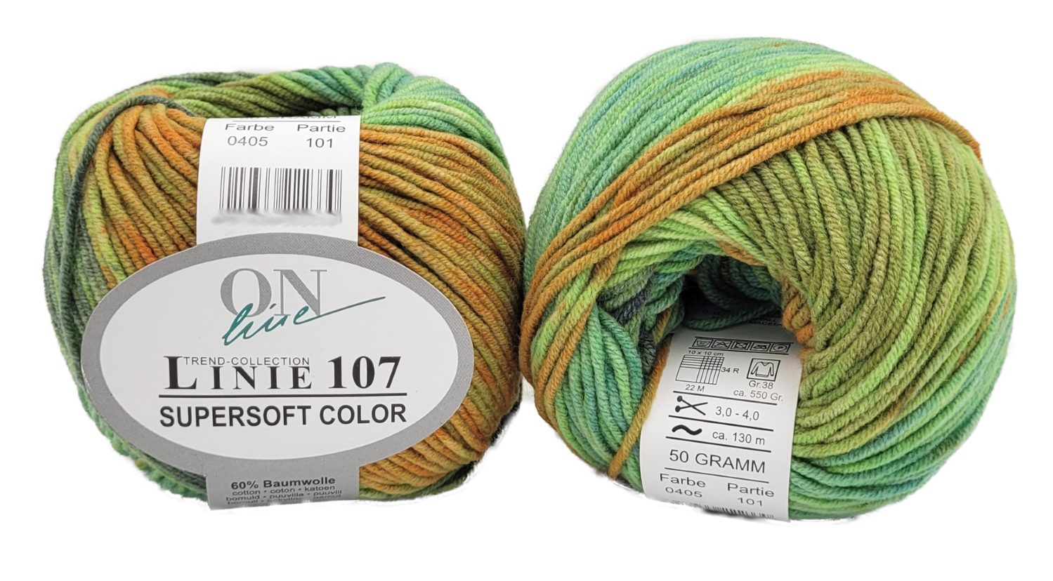 Online Garne Linie 107 Supersoft Color Farbverlaufsgarn Häkelwolle, 130 m (Wolle mit schönem Farbverlauf, 50g Strickwolle, Strickwolle, Handstrickgarn), 60% Baumwolle, 40% Polyacryl