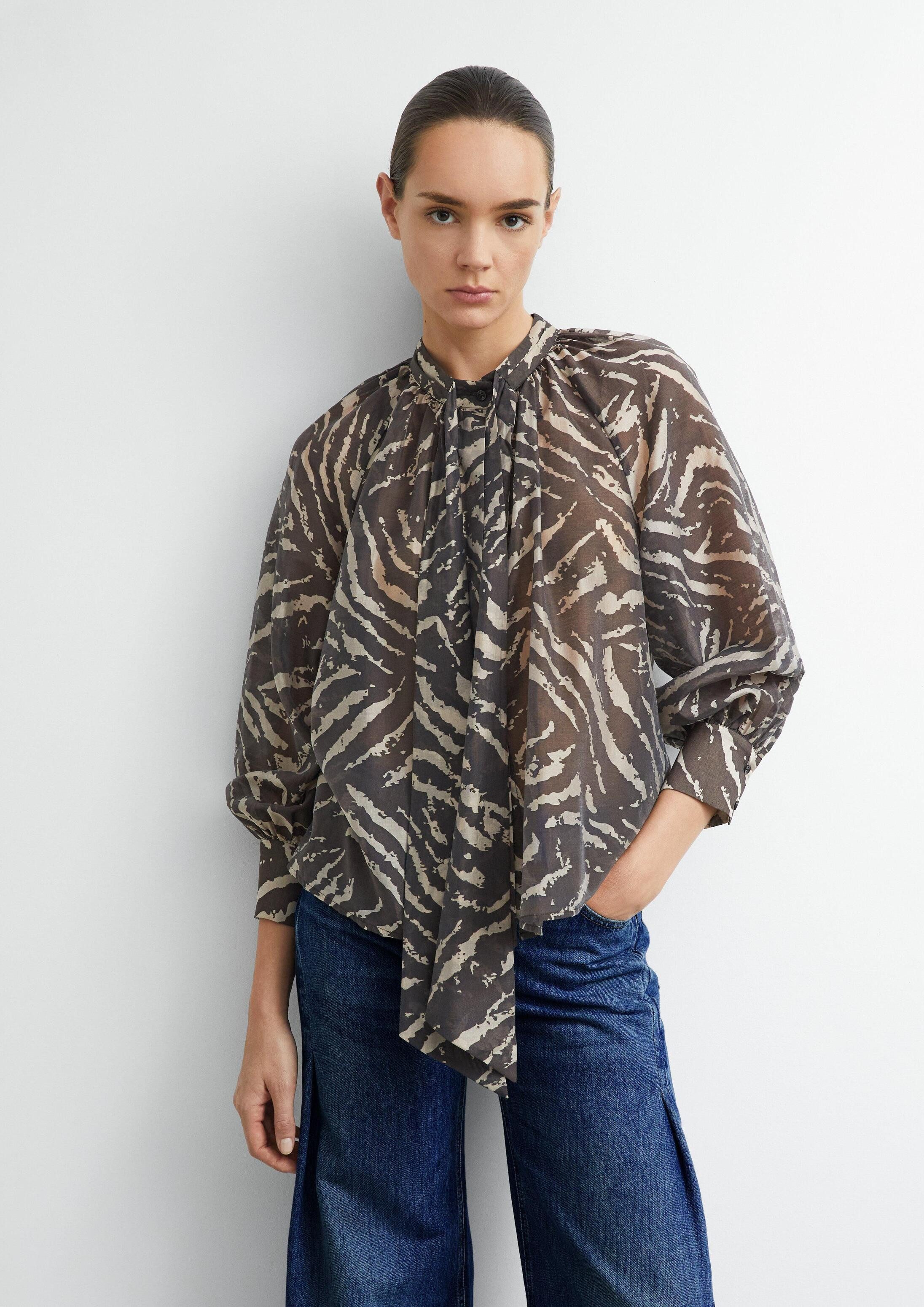 comma Langarmbluse Bluse Schluppenbluse in leichtem Lyocellmix