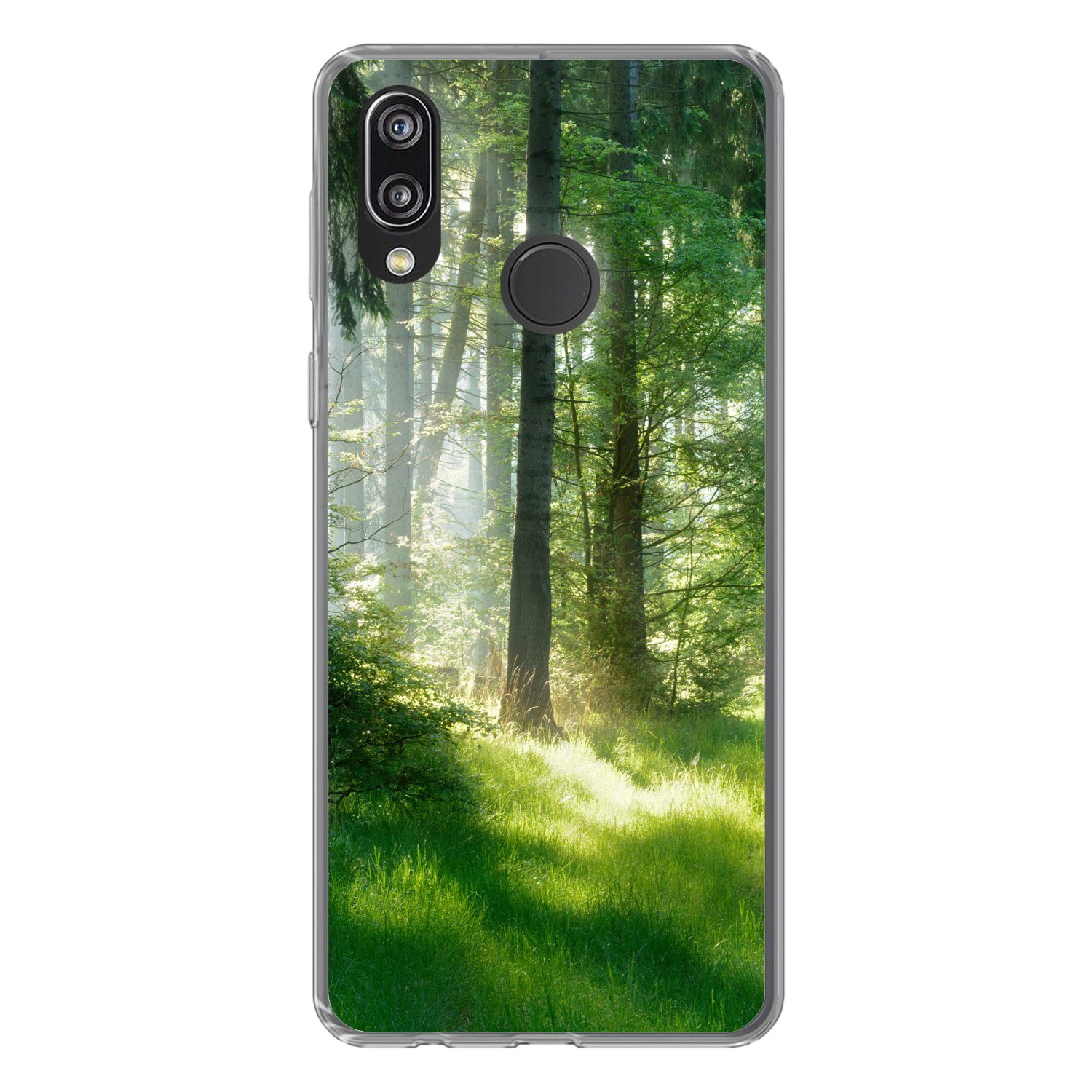 MuchoWow Handyhülle für Huawei P20 Lite (2020) Natur - Bäume - Wald - Grün - Sonne - Gras, Handy Case, Silikon, Bumper Case Dünn