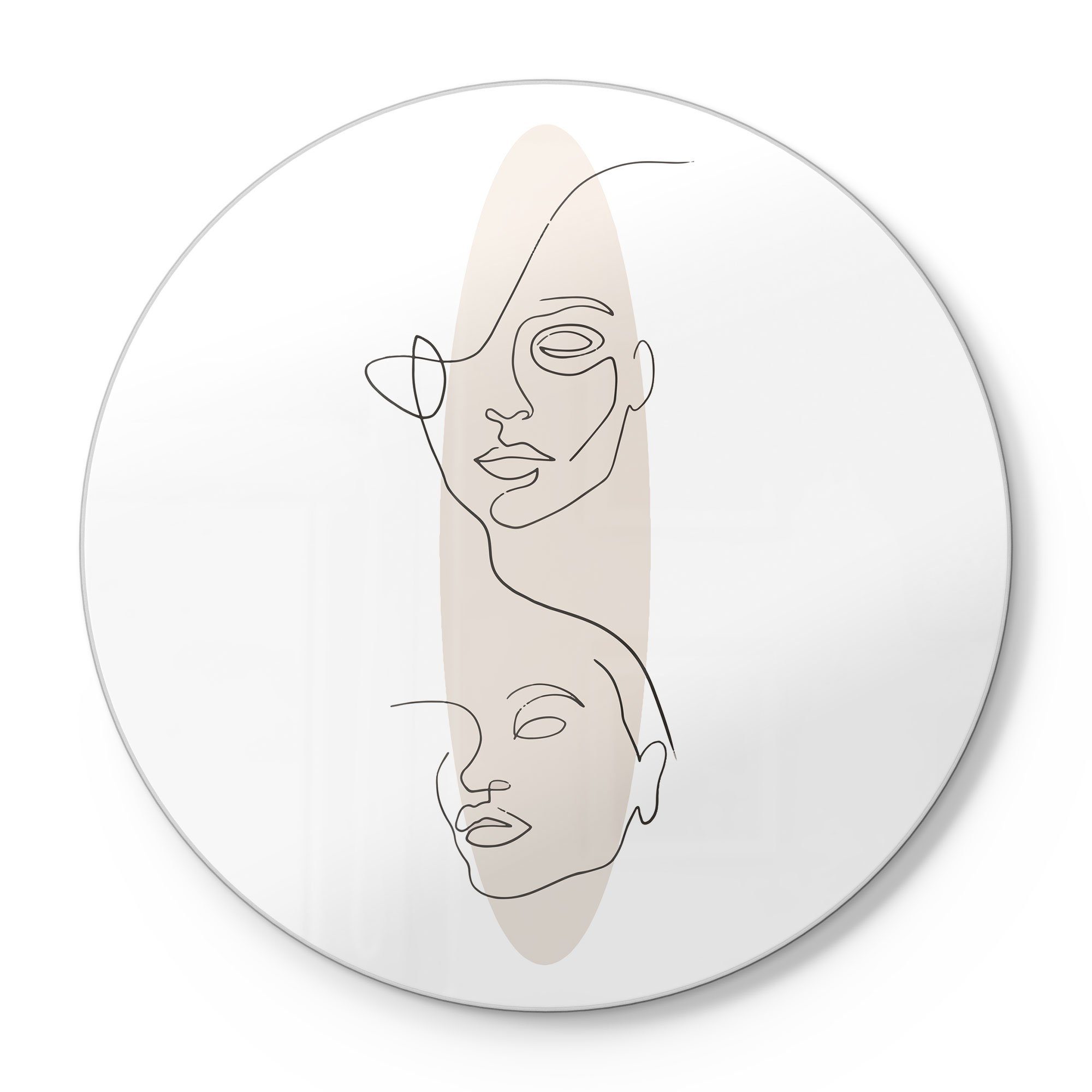 DEQORI Schneidebrett 'Linien-Gesichter vor Oval', Glas, Platte Frühstücksbrett Schneideplatte