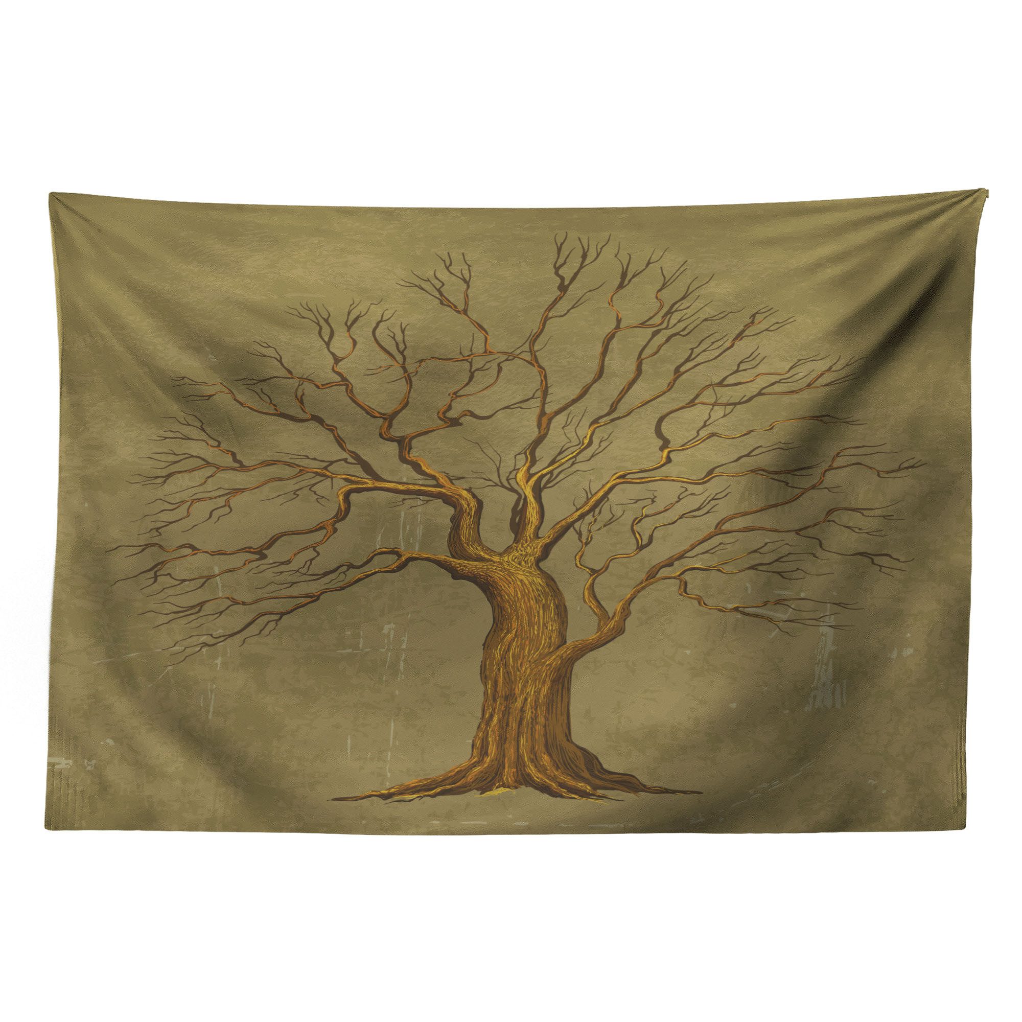 Abakuhaus Wandteppich Wohnzimmer Schlafzimmer Wandtuch Seidiges Satin Wandteppich, rechteckig, Baum Alter Papiereffekt Jahrgang