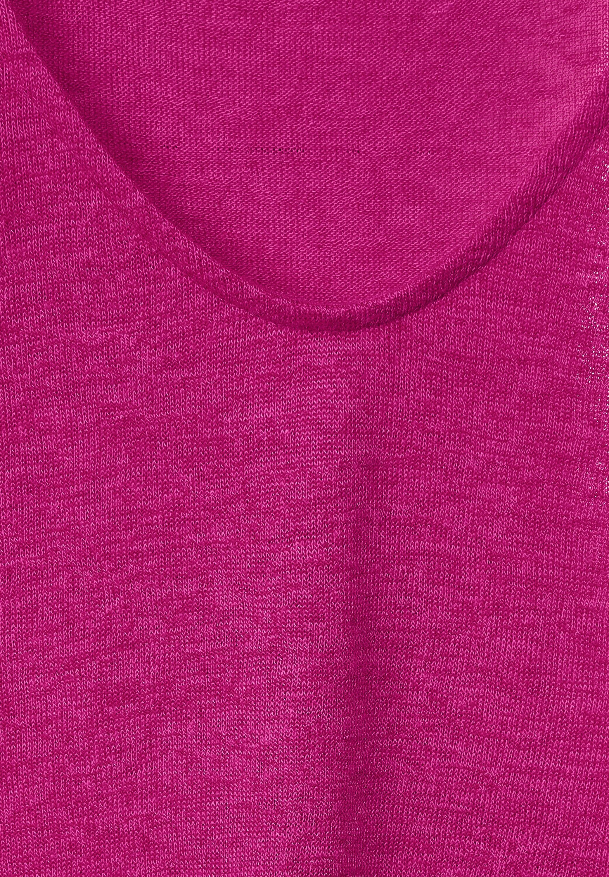 STREET ONE V-Shirt in Unifarbe pink oasis