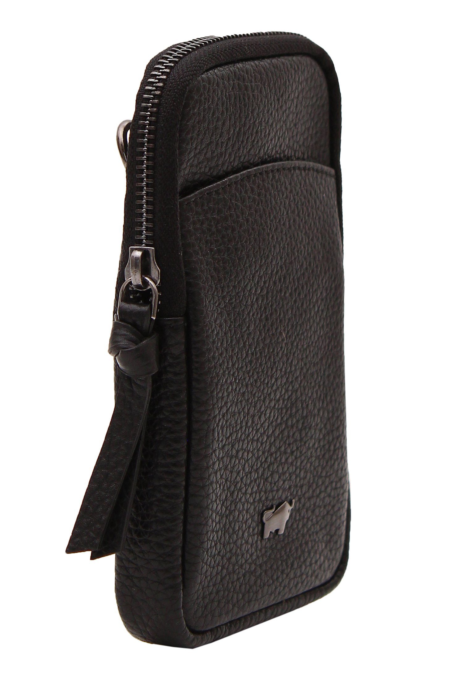 Braun Büffel Smartphonetasche NOVARA längenverstellbarem mit Pouch schwarz, Umhängegurt Phone