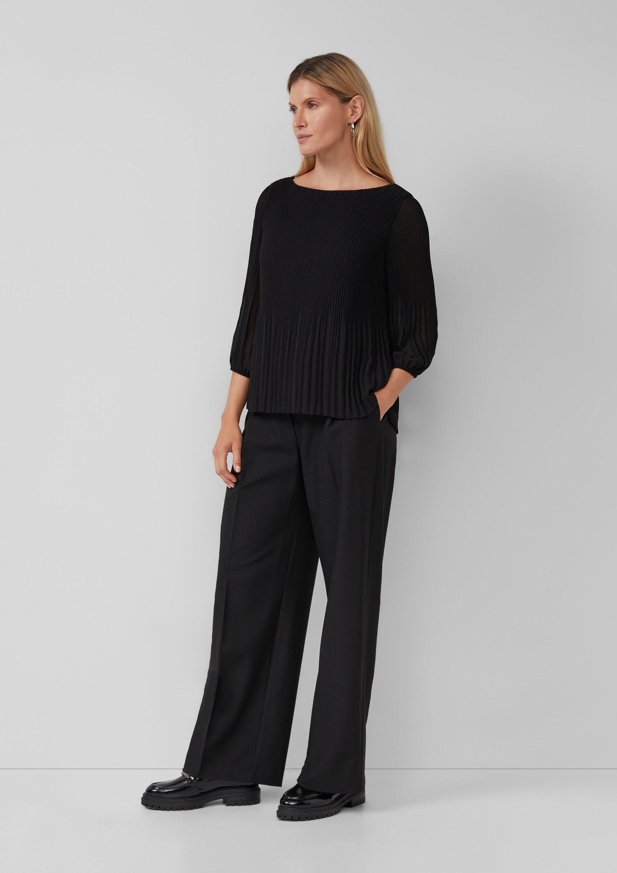 s.Oliver Kurzarmbluse Bluse Plisseebluse mit 3/4-Arm