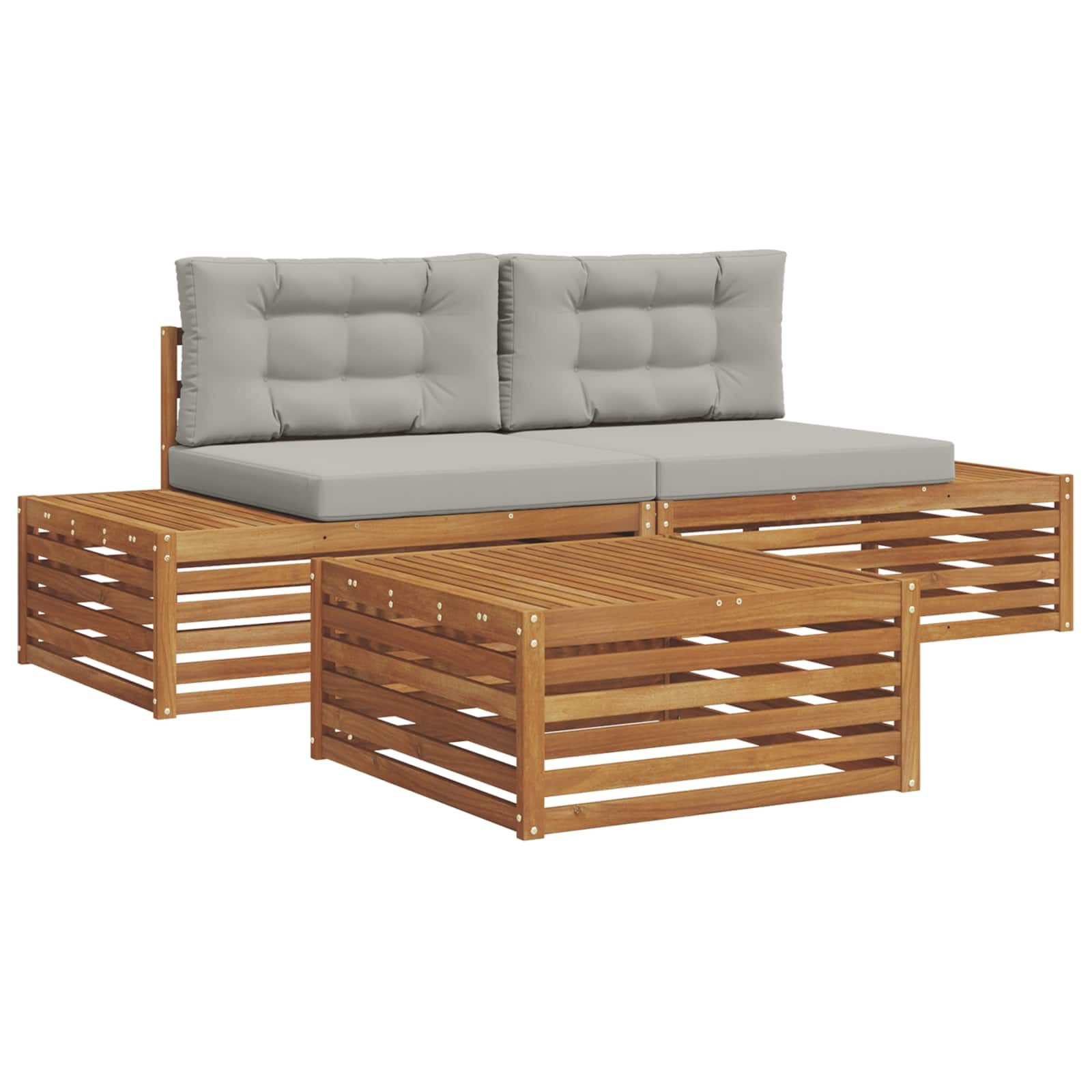 vidaXL Sofaelement 4 stk. Outdoor-Sofagarnitur Massives nholz und Polyester (4 St)