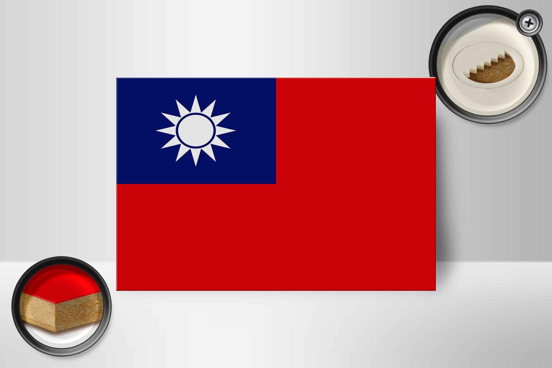 Femer GmbH Holzbild Flagge China 18x12 cm flag of Taiwan, Flaggen (1 St), Glatte Holzfaserplatte (MDF), vorn beschichtet