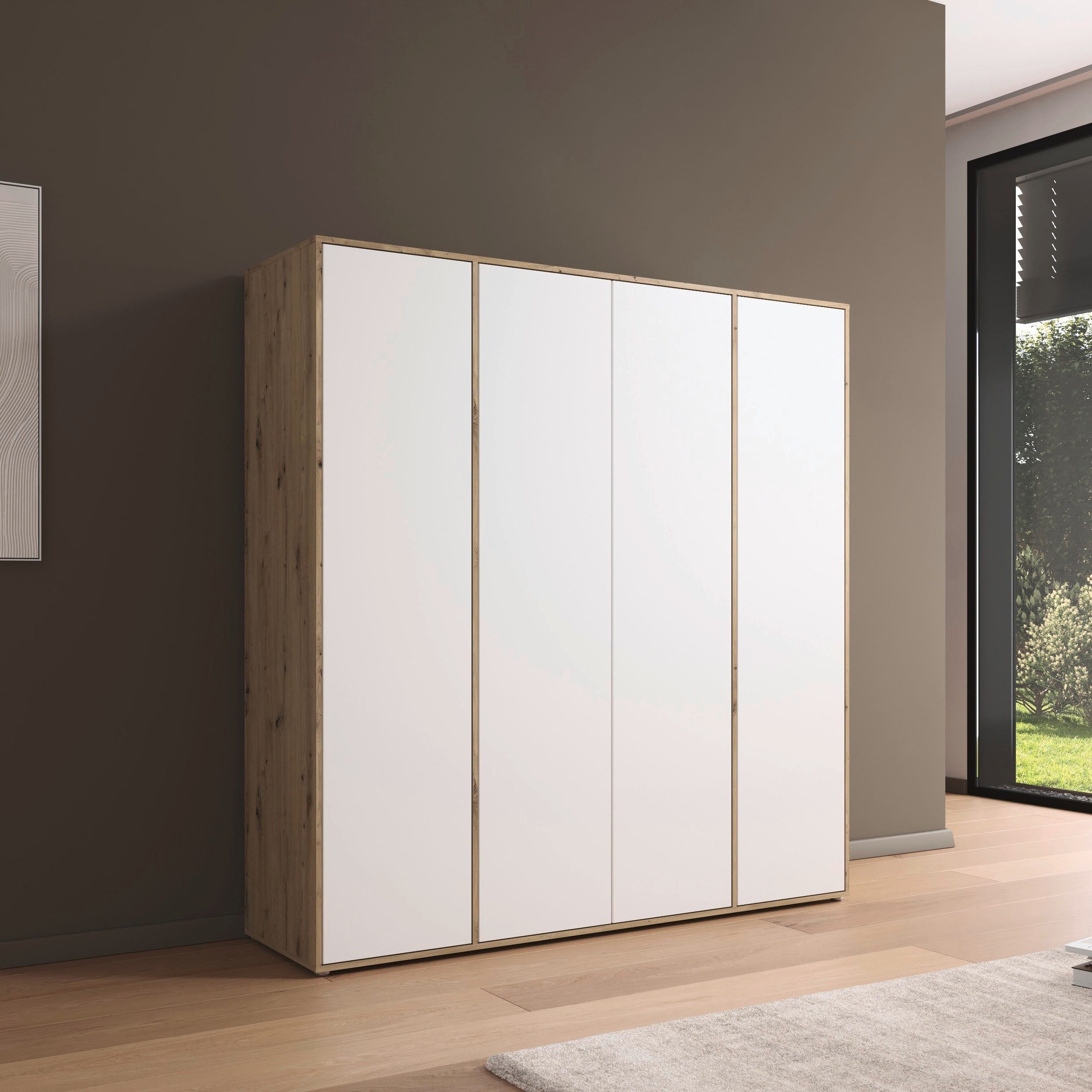 rauch Drehtürenschrank Kleiderschrank Schrank Garderobe Wäscheschrank NABILA viel Stauraum (in 3 verschiedenen Ausstattungen BASIC/CLASSIC/PREMIUM) in 2 Breiten mit Push-to-Open Funktion TOPSELLER MADE IN GERMANY