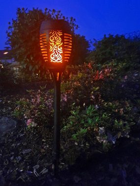 HEITRONIC LED Gartenleuchte Flame, Ein-/Ausschalter, LED fest integriert, Warmweiß, Solarlampe, Dekolampe, mit Flackereffekt