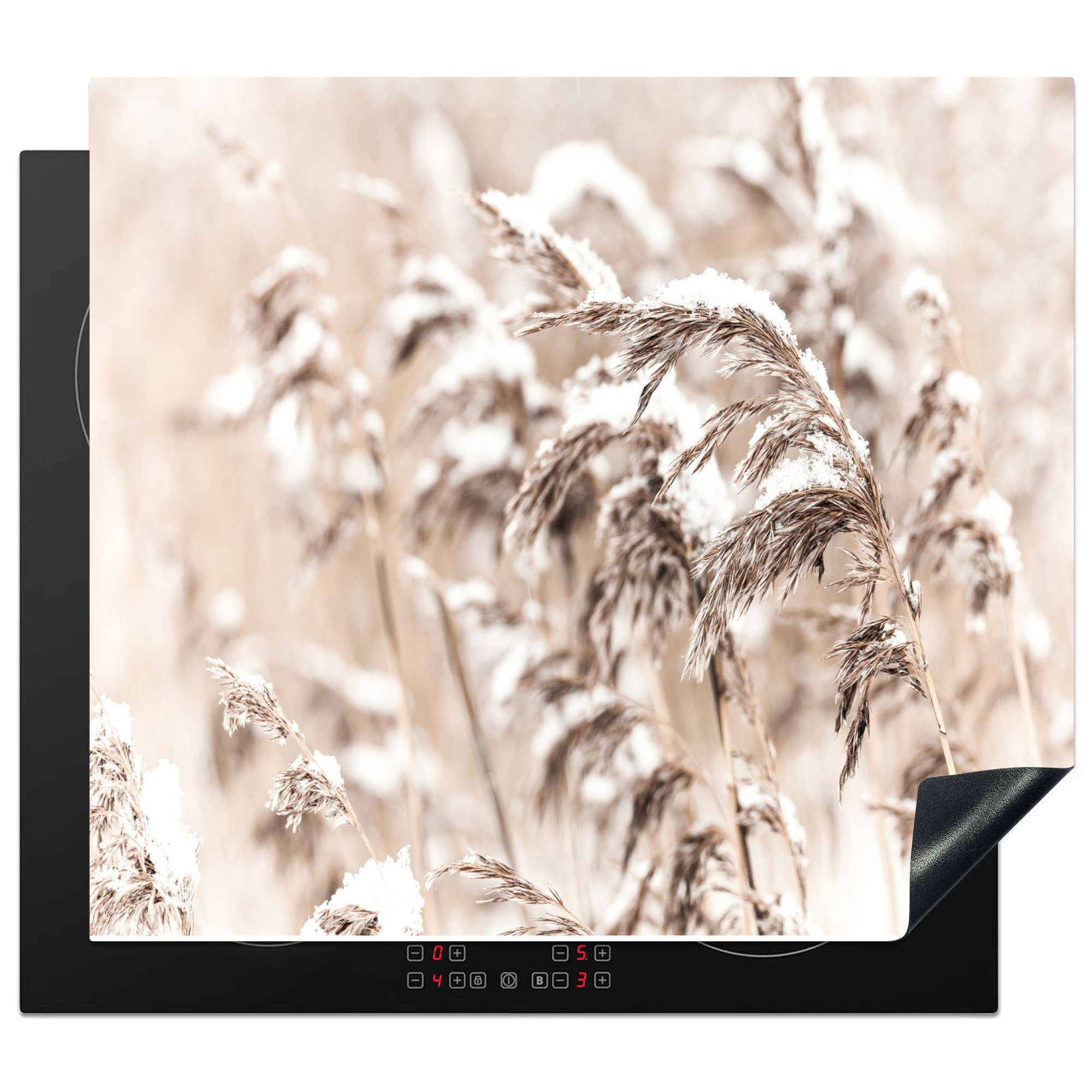 Winter Jahreszeiten, Ceranfeldabdeckung Pflanzen - - Mobile Vinyl, Schnee - 60x52 Herdblende-/Abdeckplatte (1 MuchoWow nutzbar, Natur - Arbeitsfläche cm, tlg),