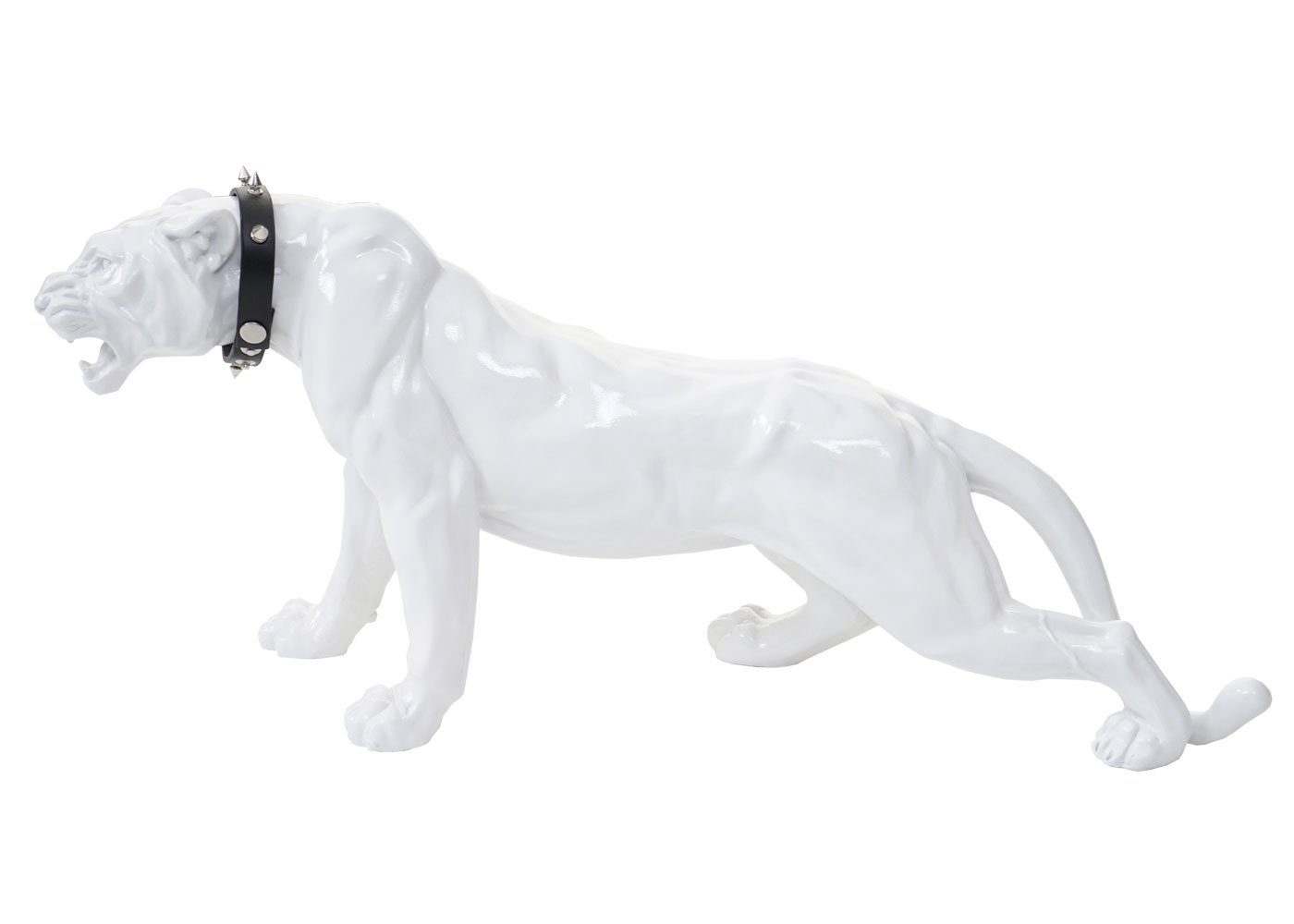 MCW Tierfigur Panther, Indoor/Outdoor-geeignet, Witterungsbeständig, Frostbeständig bis -10° C, Inkl. Halsband weiß