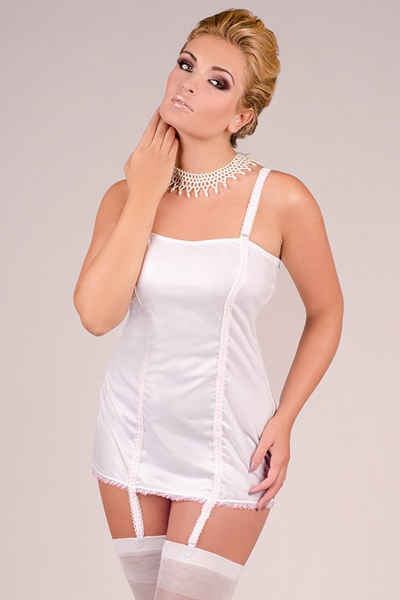 Andalea Negligé »Braut Chemise Strapshemd M/1040 Wetlook Negligee, weiß rosa, Made in EU«