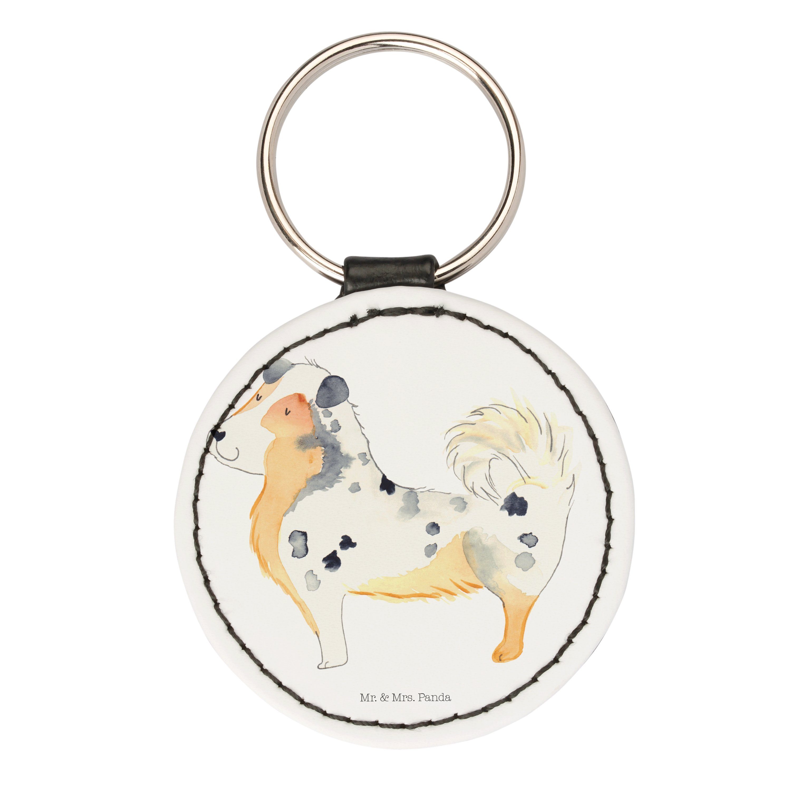 Mr. & Mrs. Panda Schlüsselanhänger Hund Australien Shepherd - Weiß - Geschenk, flauschig, Sprüche, Schlü (1-tlg), Liebevolles Design