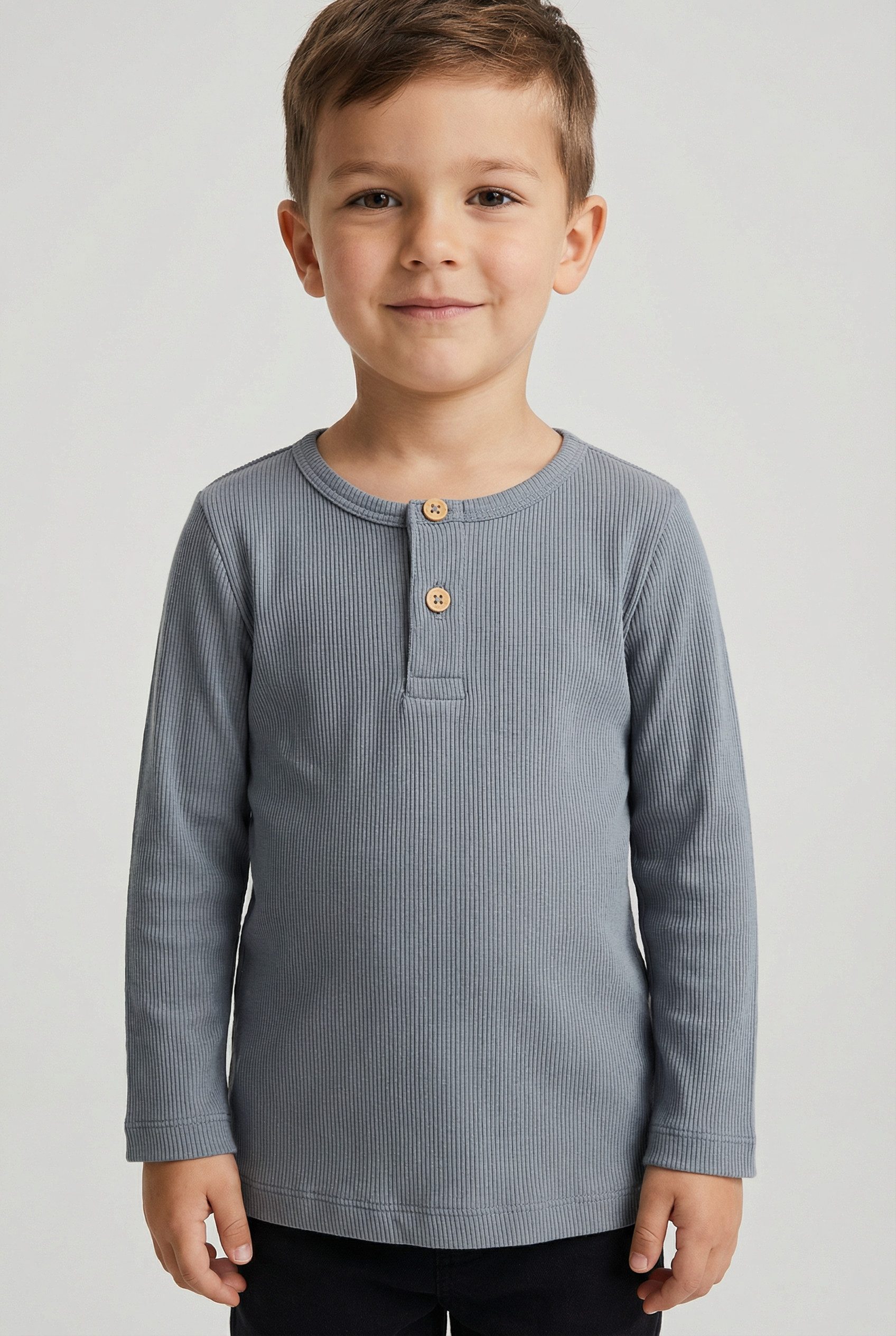 Name It Langarmshirt NMMKAB LS TOP NOOS Im Henley-Stil - mit kurzer Knopfleise, normal geschnitten