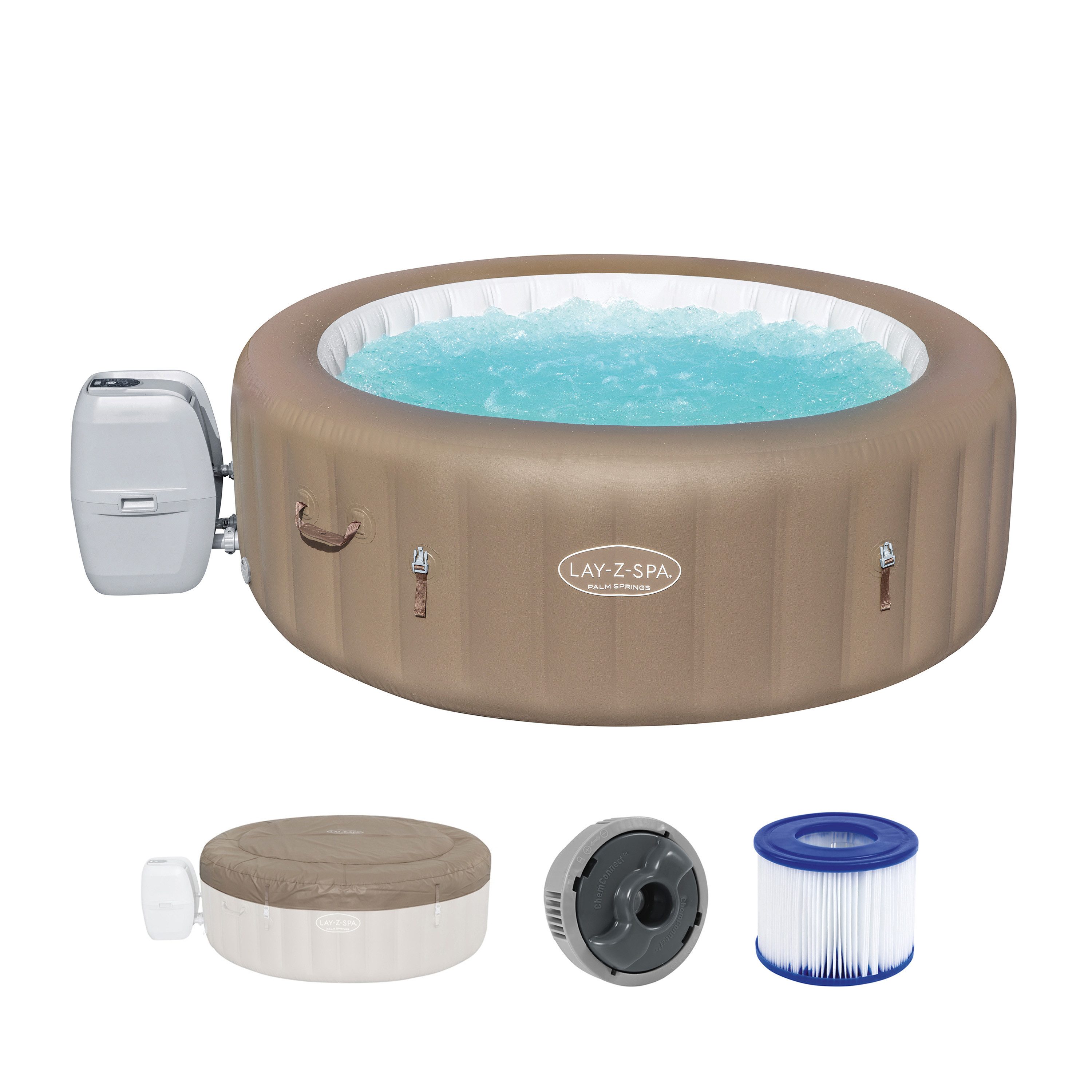 Bestway Whirlpool LAY-Z-SPA® Palm Springs AirJet™, (Set, für max. 6 Personen), Ø 196 x 71 cm