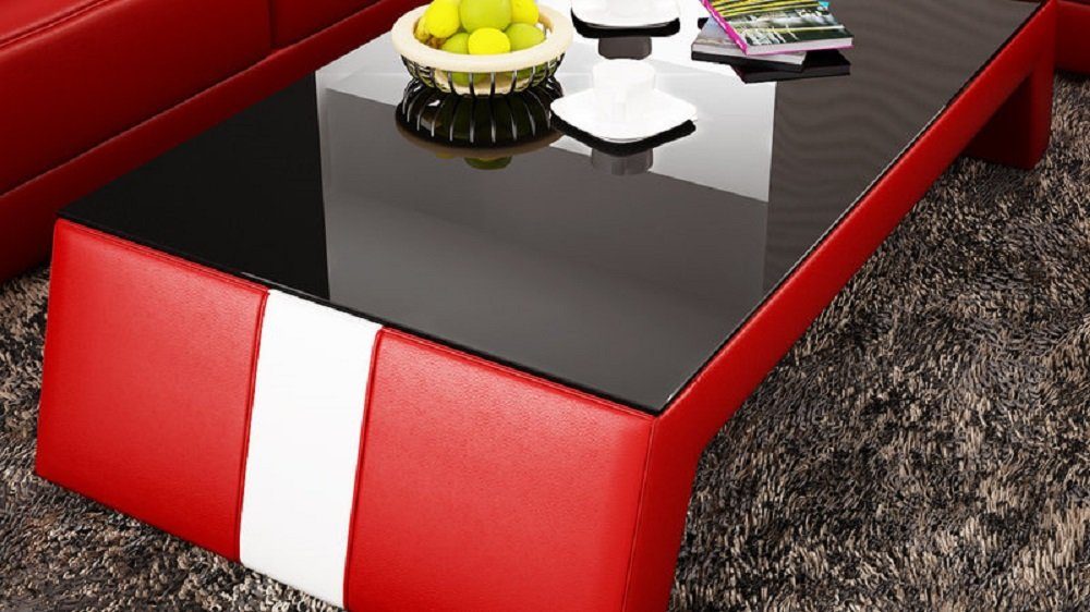 Tisch Design Sofa Wohnzimmertische Glas Couchtisch JVmoebel Leder Tische Couch Rot Glastisch
