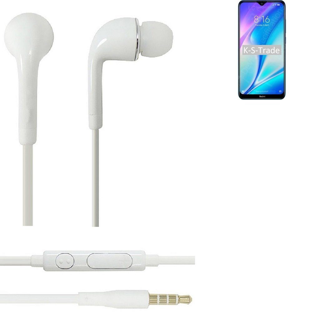 K-S-Trade für Xiaomi Redmi 9A In-Ear-Kopfhörer (Kopfhörer Headset mit Mikrofon u Lautstärkeregler weiß 3,5mm)