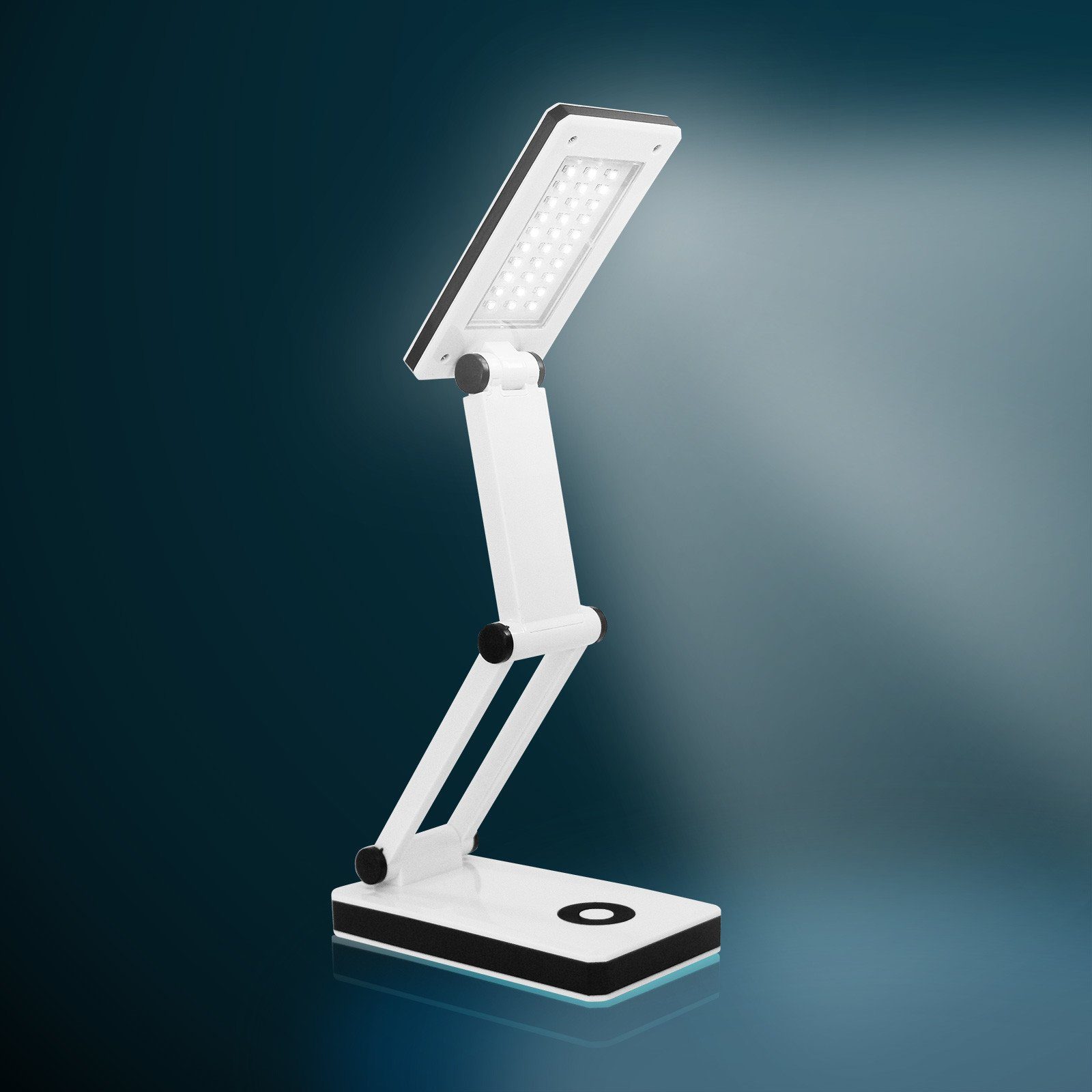EAXUS LED Schreibtischlampe USB LED Tischleuchte mit modernem Design, LED fest integriert, Kaltweiß (6.000 - 7.000 K), Stromversorgung über USB oder 4x AAA-Batt – Bild 4 von 5