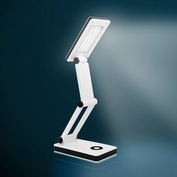 EAXUS LED Schreibtischlampe USB LED Tischleuchte mit modernem Design, LED fest integriert, Kaltweiß (6.000 - 7.000 K), Stromversorgung über USB oder 4x AAA-Batterien, dimmbar