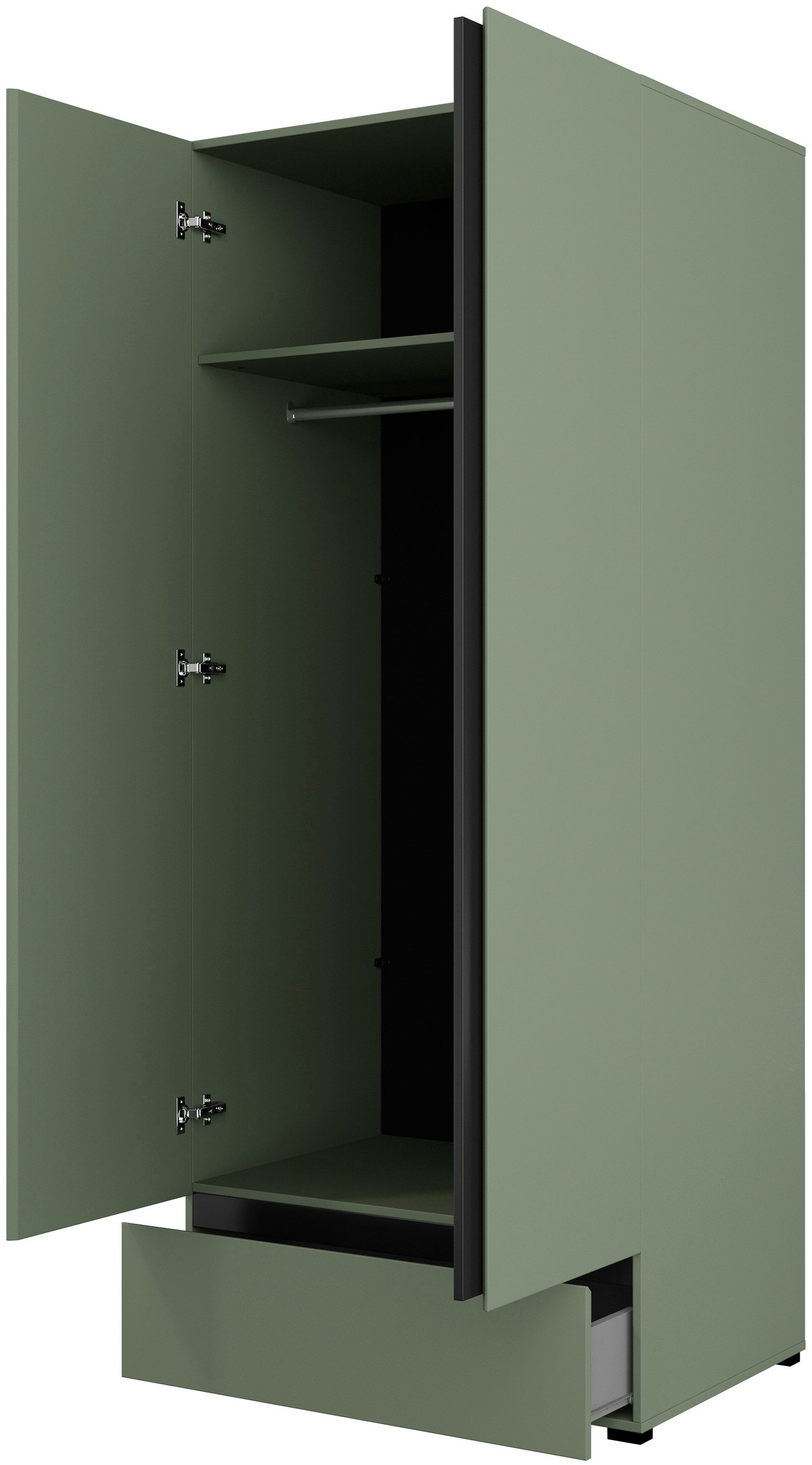 OTTO home Kleiderschrank Cross, moderner griffloser Kleiderschrank Wäscheschrank mit Schublade, Garderobe, Türen