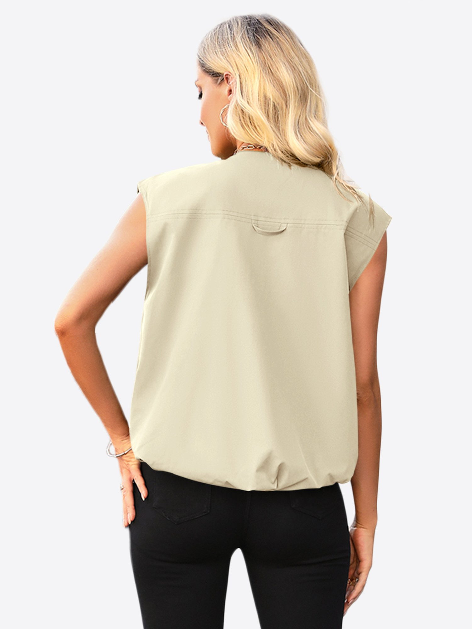 Imily Bela Kurzjacke Damen Lässige Cargoweste (Packung, 1-St., 1per-Pack) mit Reißverschluss