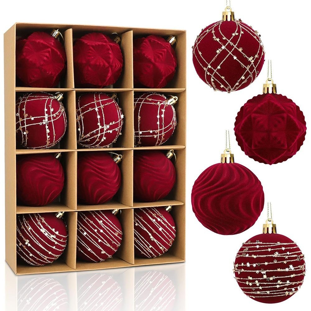 Sorvyzxn Weihnachtsbaumkugel Weihnachtsdeko Weihnachtskugeln 12-teiliges Set,Weihnachtsbaumschmuck, für Neujahrsparty Hochzeit Feiertag Weihnachtsdekoration