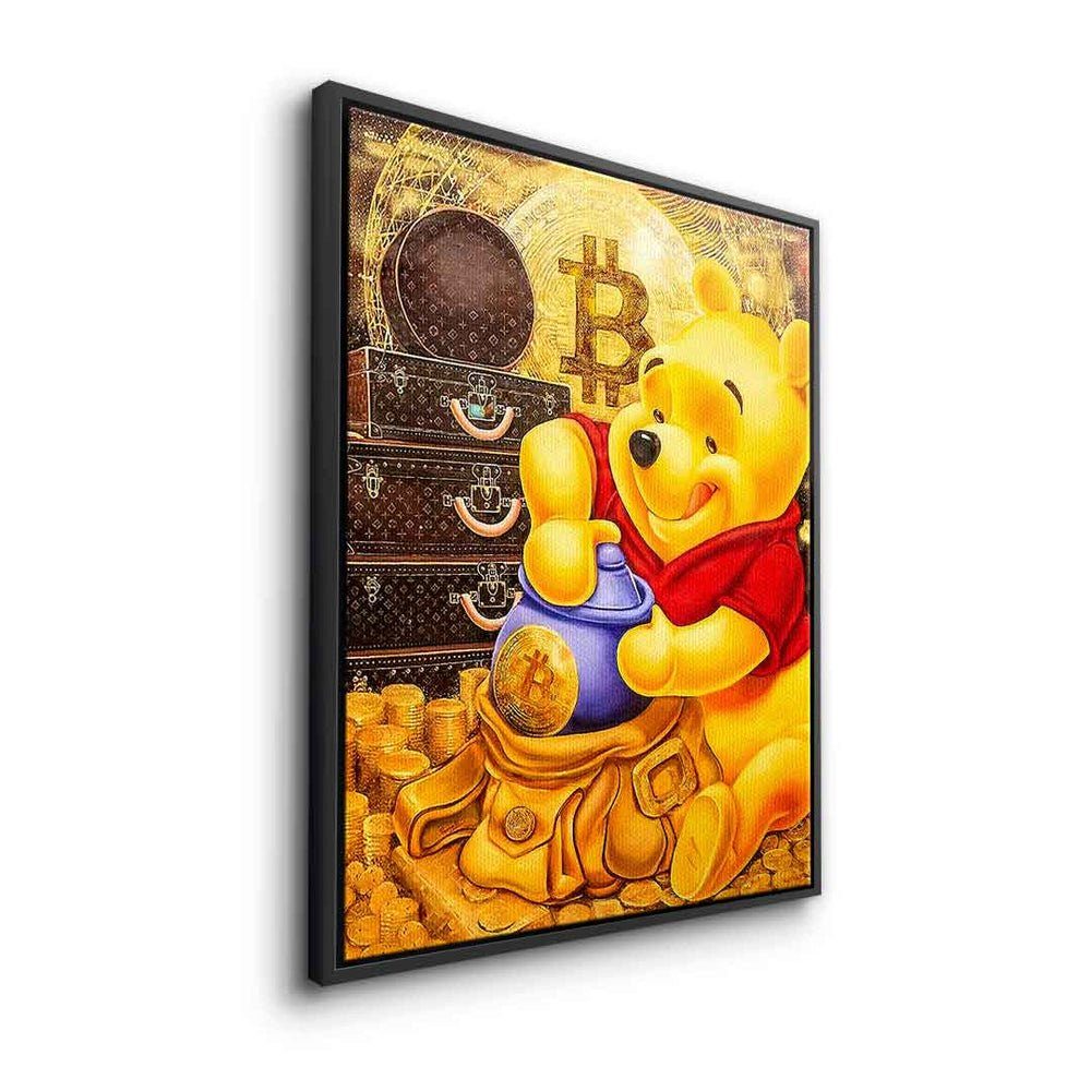 crypto Bitcoin Pu Winnie-the-Pooh Bear, der Bitcoin Bär Pop DOTCOMCANVAS® Rahmen Leinwandbild Art Comic Leinwandbild weißer