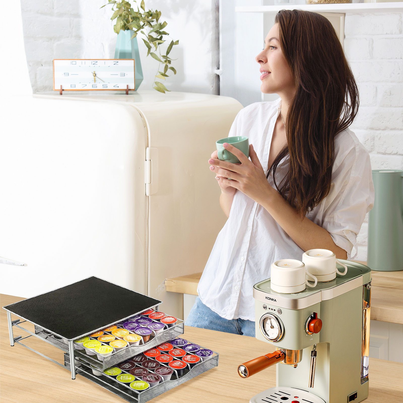 JEOBEST Kapselspender Kapselhalter Schublade für 72x Vertuo Nespresso Kaffeekapselbox, Aufbewahrung mit 2x Schublade, Tolle Geschenkoption – Bild 5 von 5