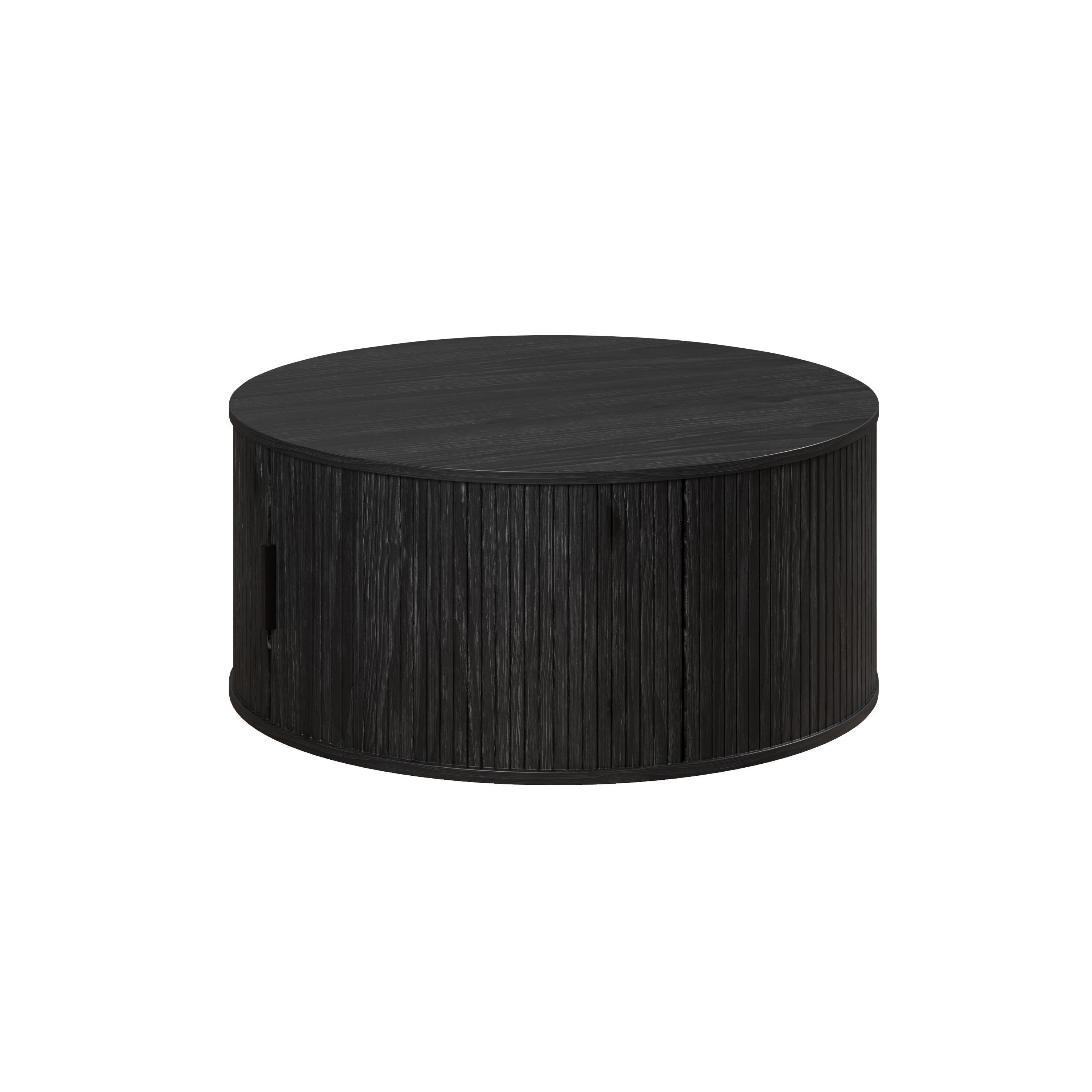 trendteam Couchtisch, Rund mit Tür, in Esche Schwarz Nachbildung B/H/T: 80 / 36 / 80 cm