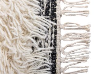 Wollteppich Mora - 14019, THEKO, rechteckig, Höhe: 10 mm, Handweb Teppich, reine Wolle, handgewebt, Rauten Design, mit Fransen