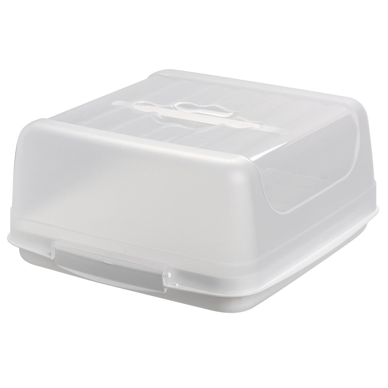 Engelland Kuchentransportbox Kuchenbox mit transparentem mit Kunststoff Klickverschluss, sicheres BPA-frei, Transparent/Weiß Deckel, Transportieren), 1-tlg., Kunststoff, Tragegriff (Vorteils-Set, rechteckig, und