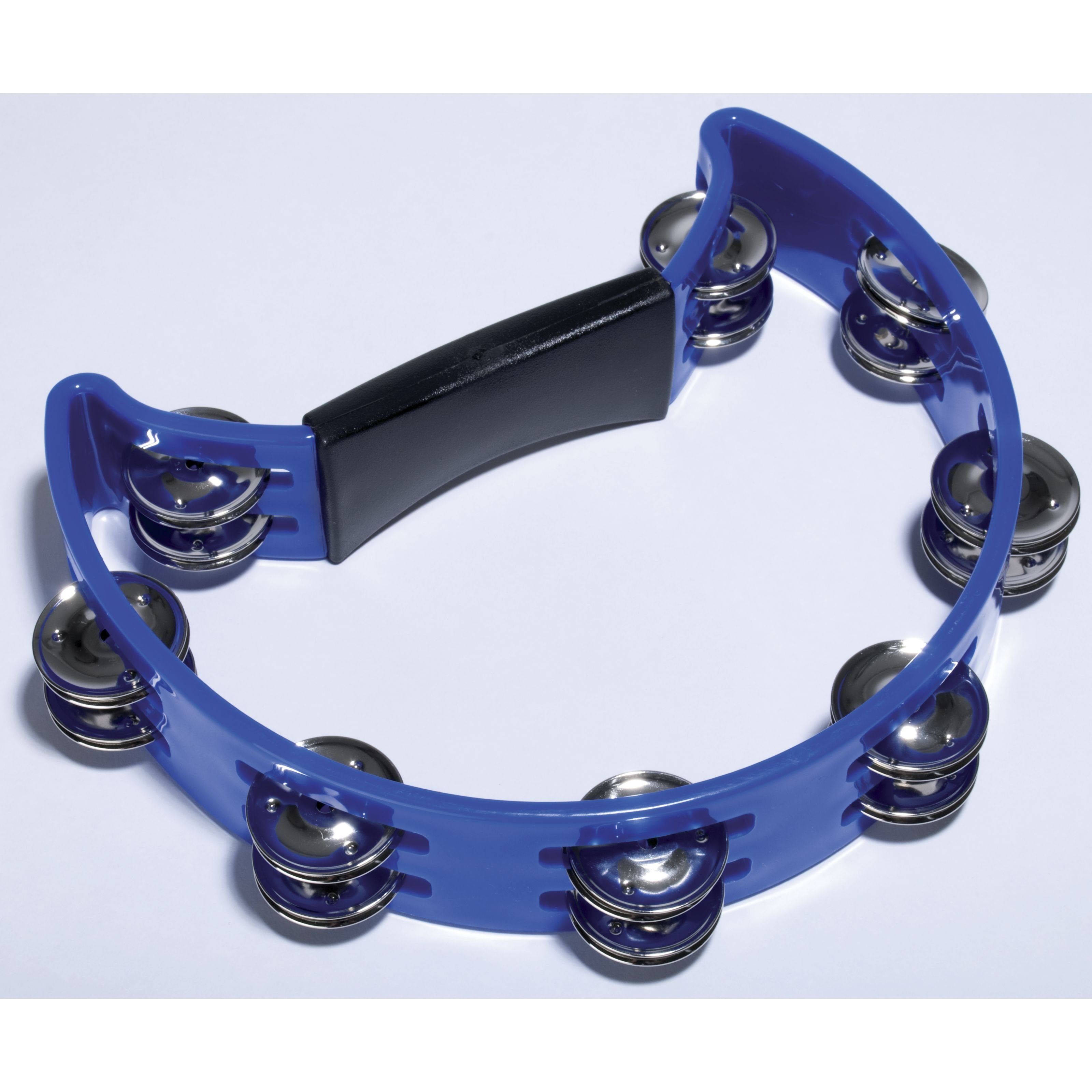 FAME Tambourine,Hand Tambourine Blau Doppelreihige Stahl-Schellen Halbmondform Robuster Kunststoff Einzigartiger Sound Ideal für Musikliebhaber und Performer, Percussion, Tambourines, Hand Tambourine, Doppelreihige Schellen, Halbmondform