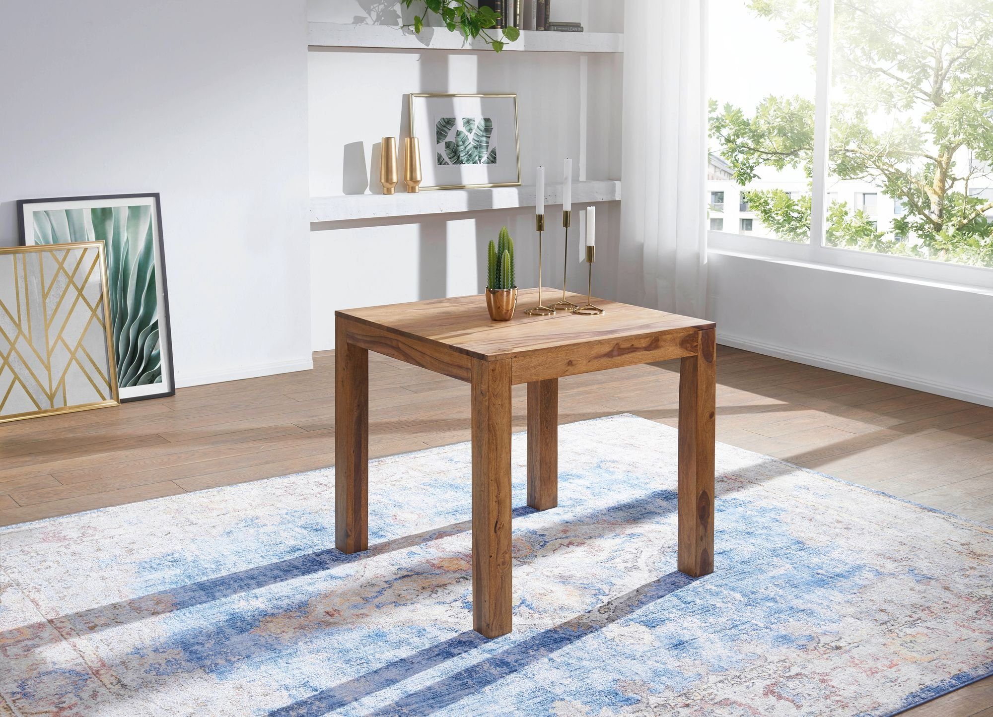 Esszimmertisch Tischplatte DESIGN Holzmaserung mit Braun | Braun – Quadratische Esstisch KADIMA Massiv | Braun