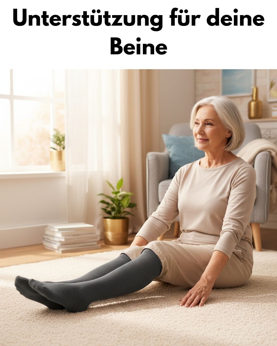 sockenkauf24 Stützkniestrümpfe Kompressionsstrümpfe Reisestrümpfe Stützstrümpfe mit Kompression (Grau, 4-Paar, 39-42) aus Baumwolle für Damen & Herren mit Komfo – Bild 5 von 5