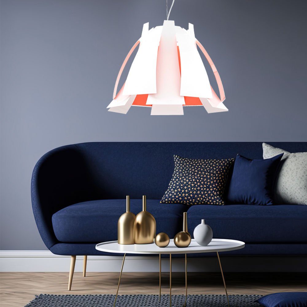 EGLO Deckenleuchte, Leuchtmittel nicht inklusive, Pendelleuchte Hängelampe Wohnzimmerlampe weiß Folien orange H 110 cm