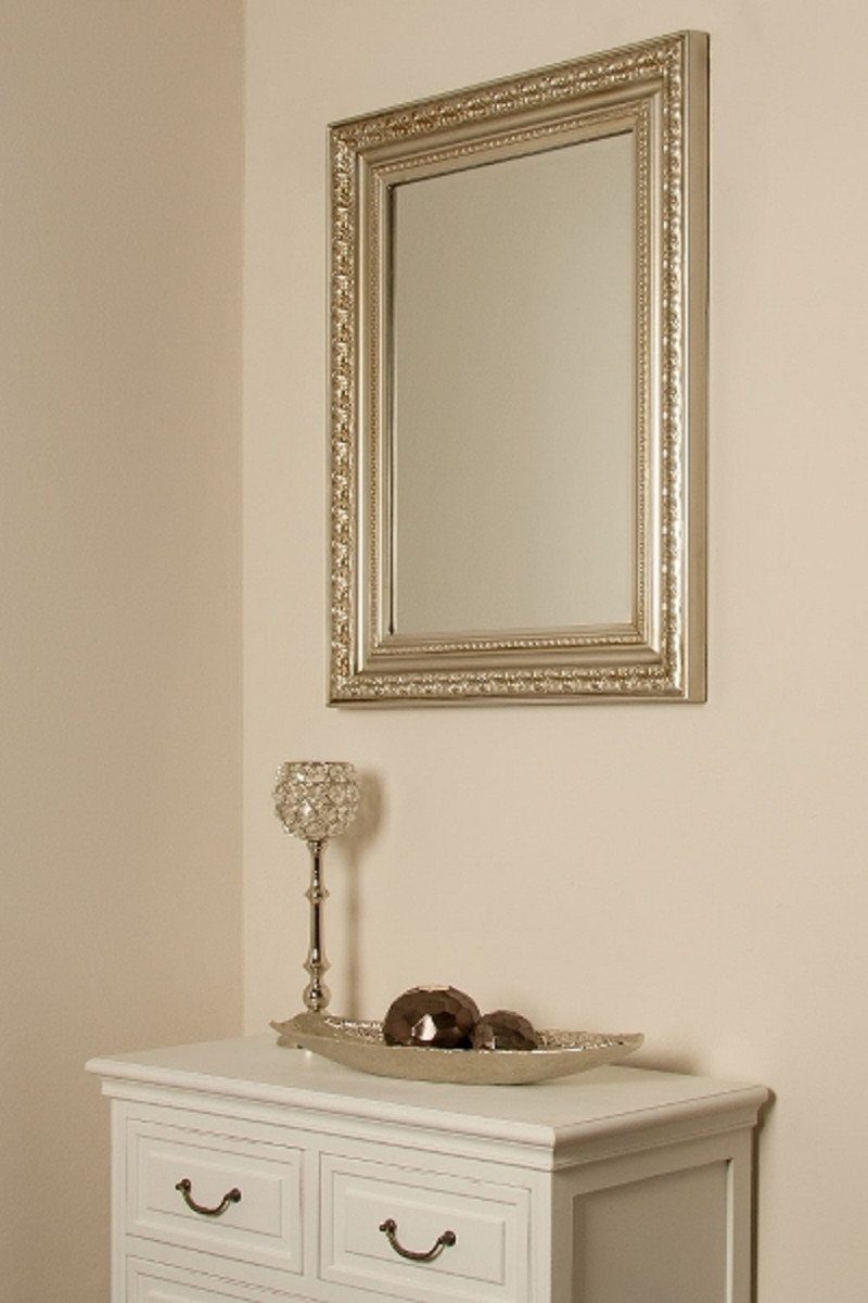 62 Silber Barockstil cm H. Handgefertigter Wandspiegel x Casa im Spiegel Padrino - Barock 82 Barockspiegel